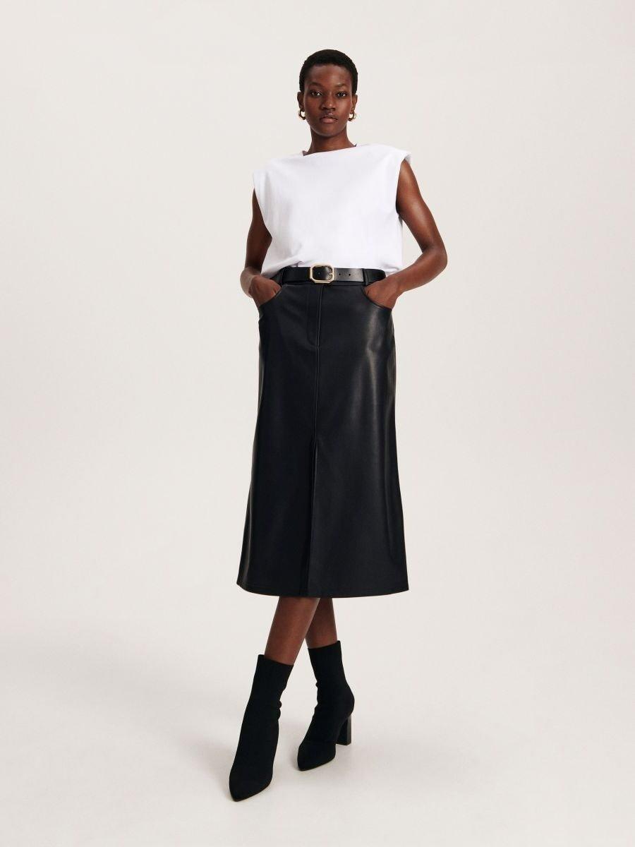 Black Faux Leather Dress, , large image number 0