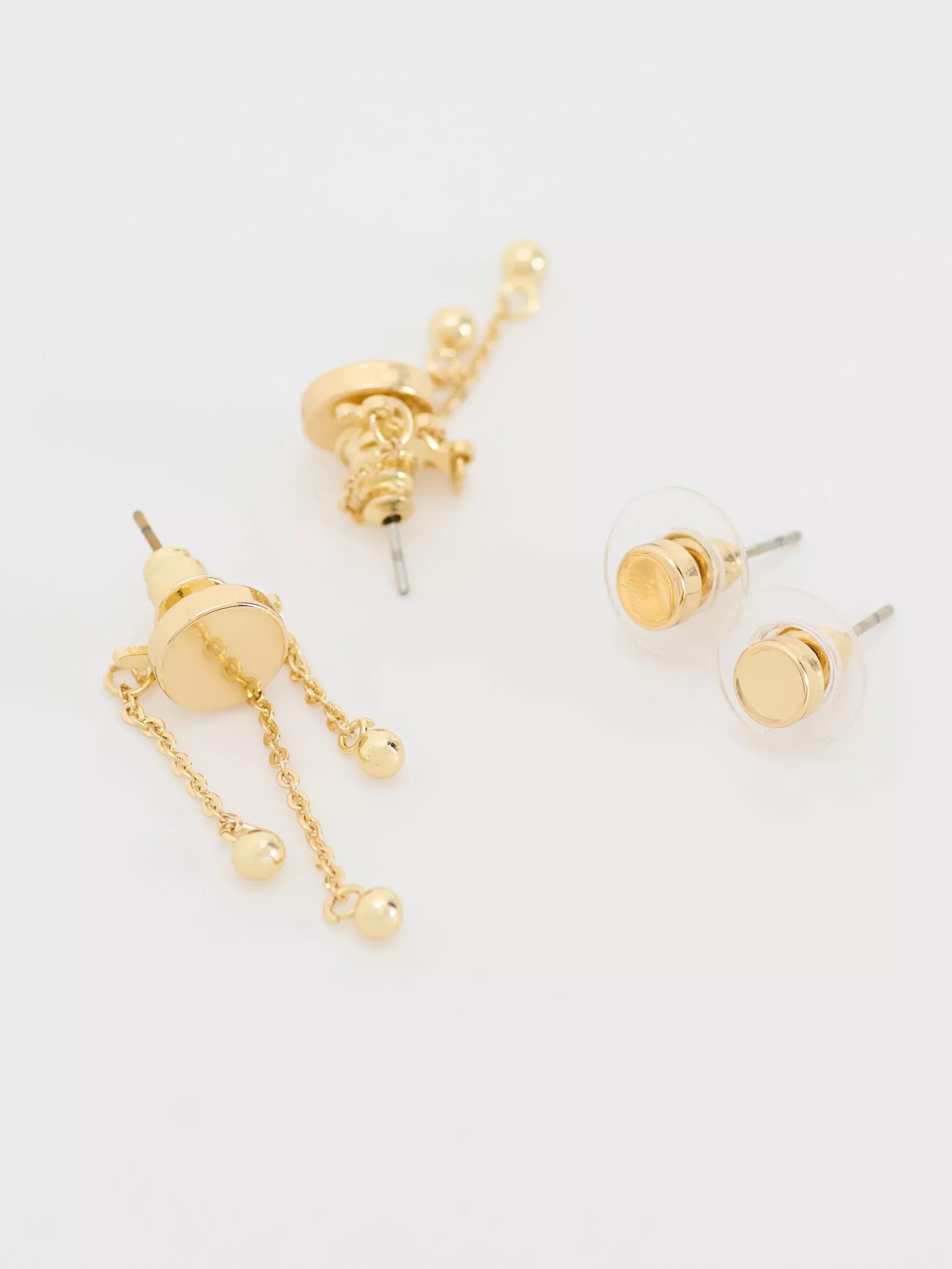 Gold Earrings Set, Golden, large image number 3