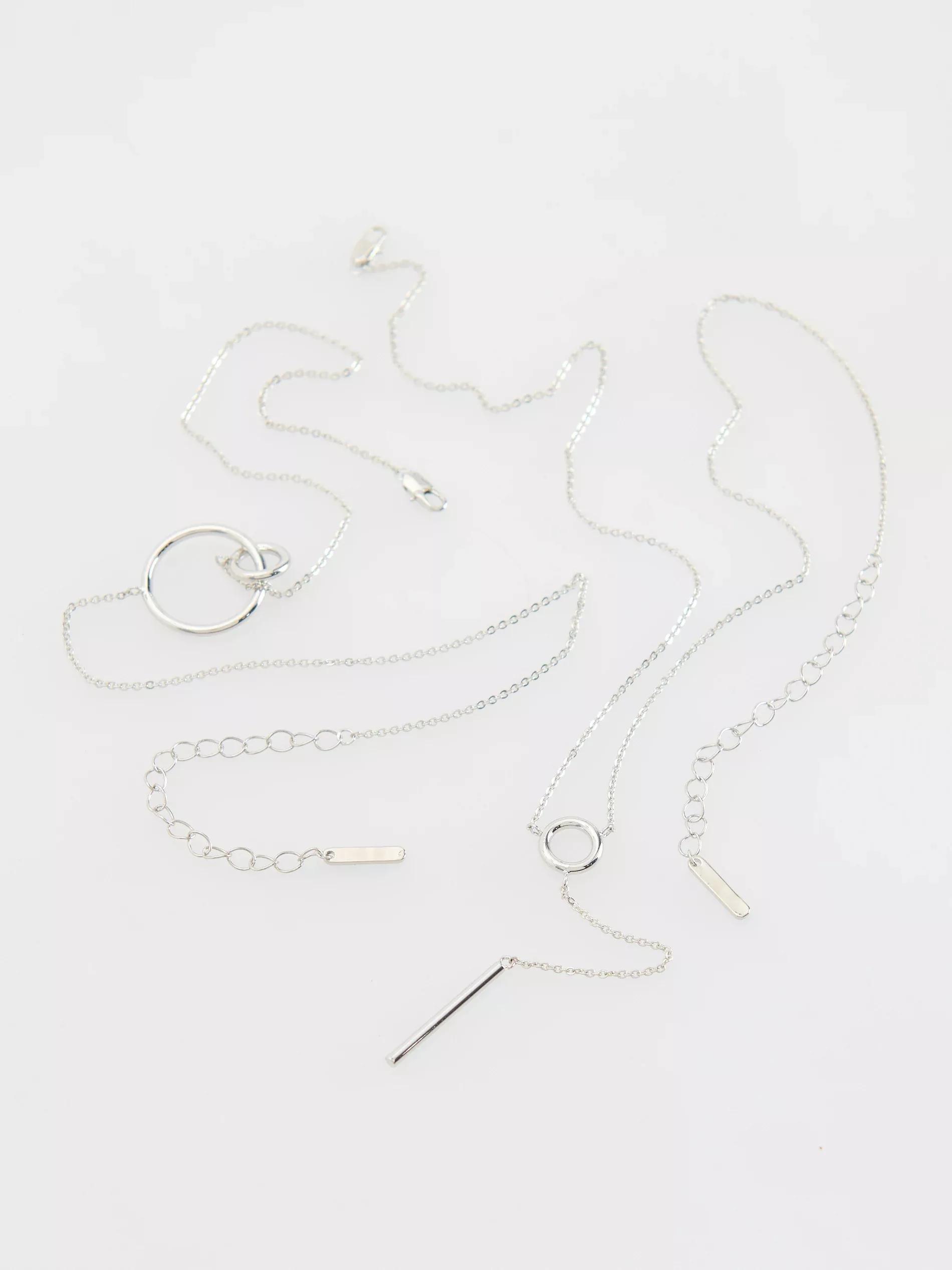Silver Necklace Set, Silver, large image number 1