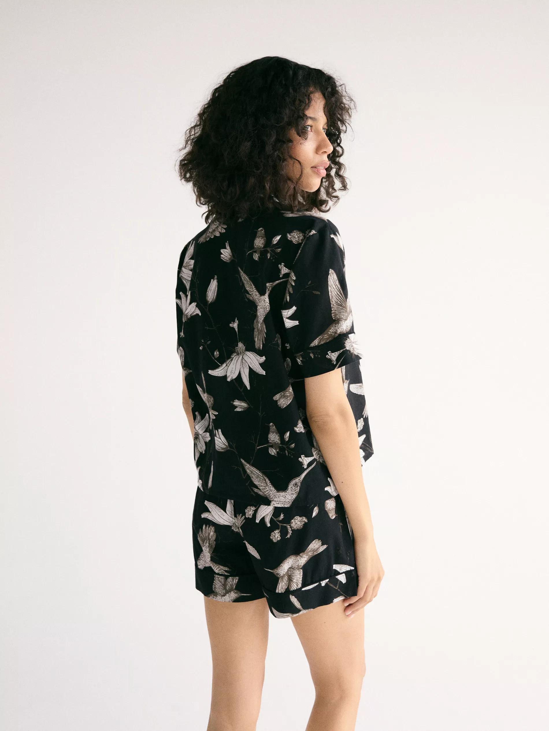 Black Two Piece Printed Pyjama Set, Black, large image number 2