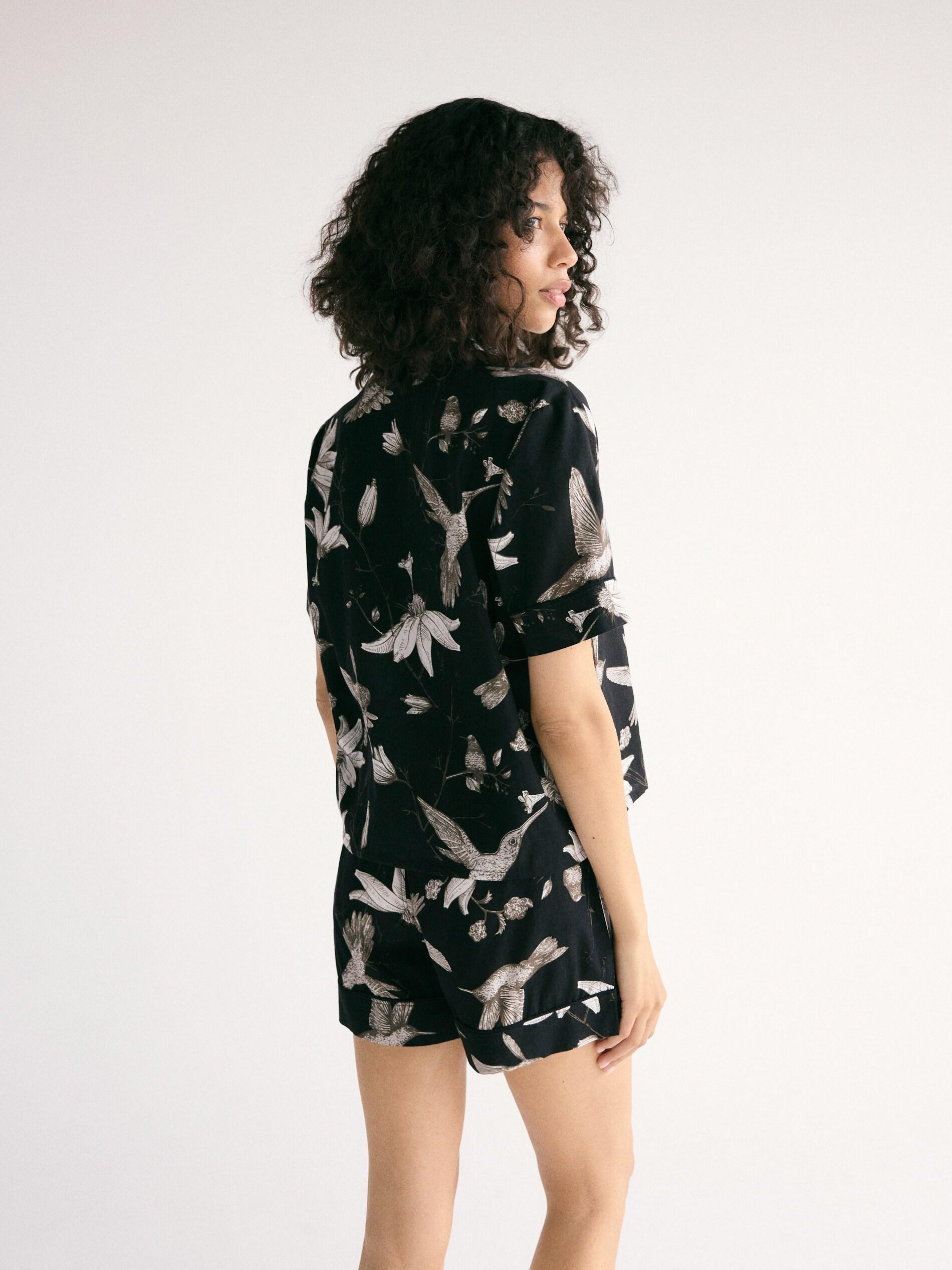 BLACK Two piece printed pyjama set, Black, medium