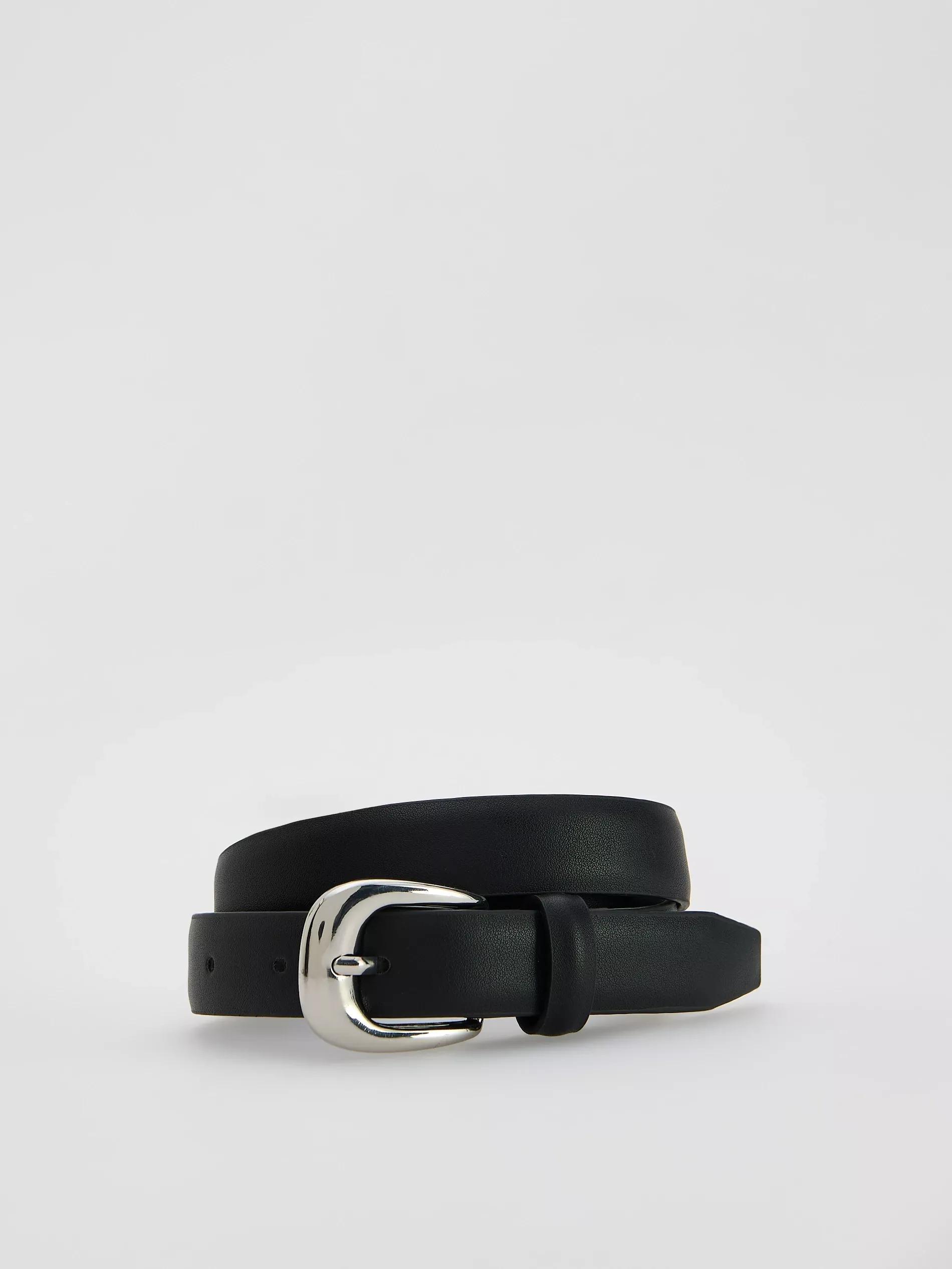 Black Narrow Belt With Buckle, , large image number 0