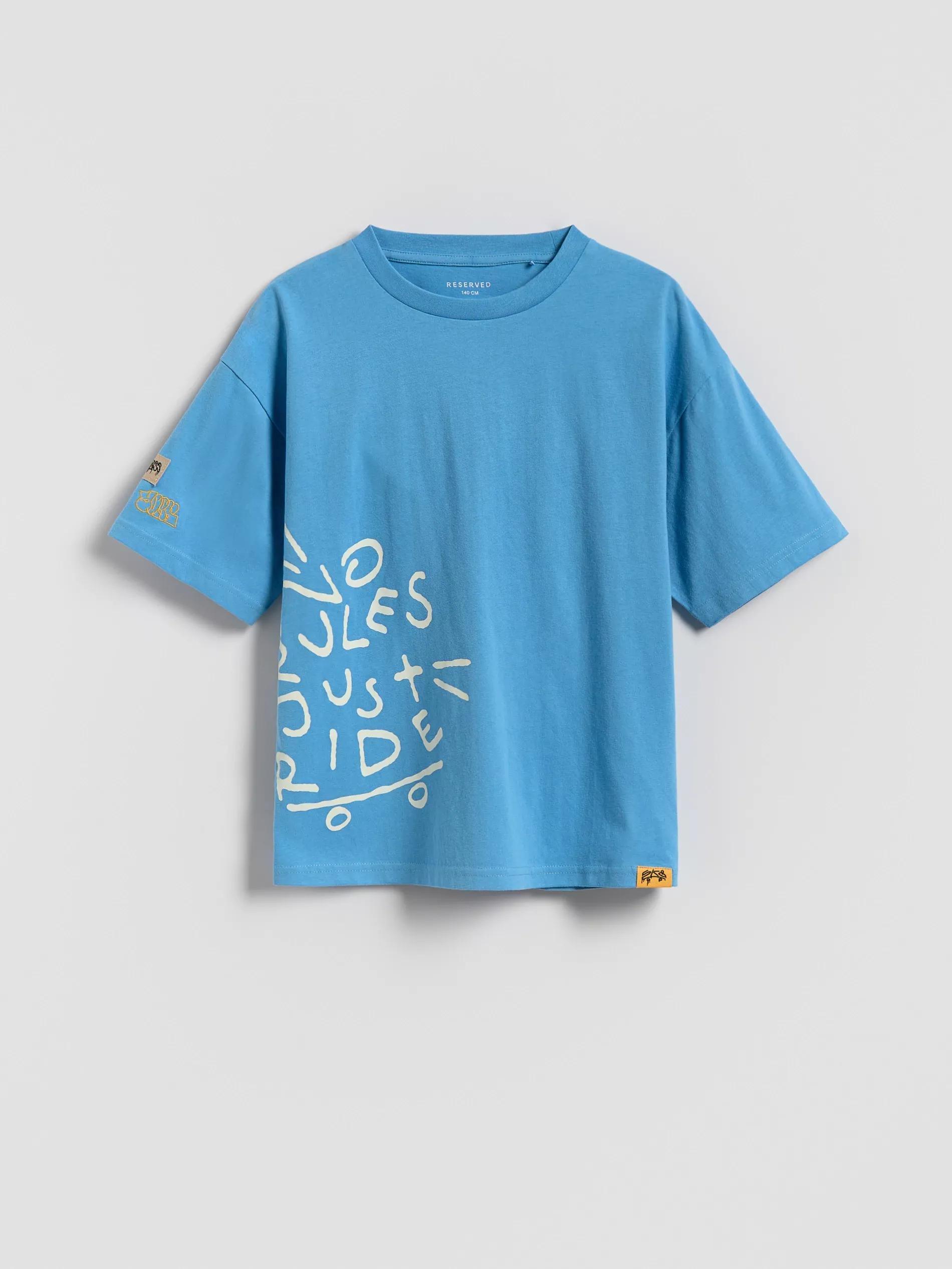 BLUE Cotton T-shirt with print, Blue, large image number 0