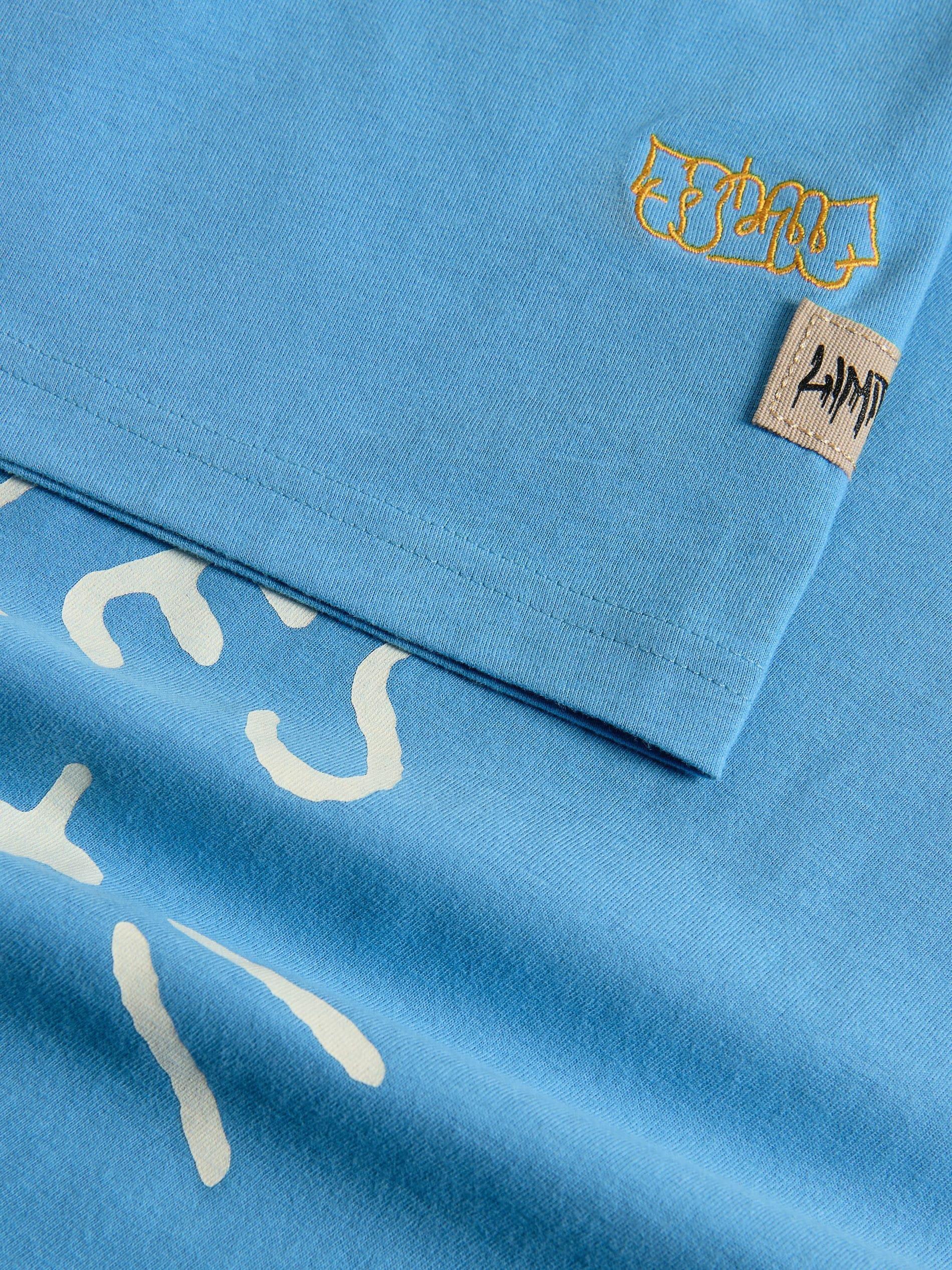 BLUE Cotton T-shirt with print, Blue, large image number 1