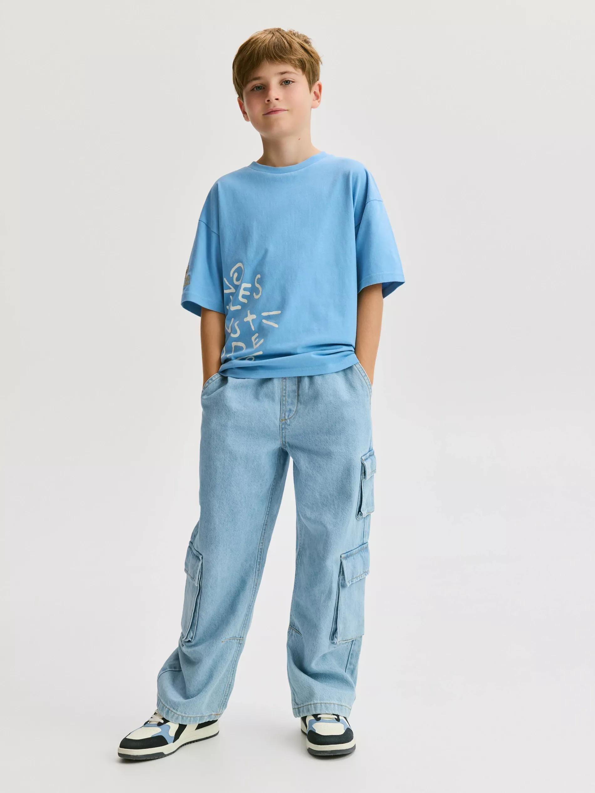 BLUE Cotton T-shirt with print, Blue, large image number 3