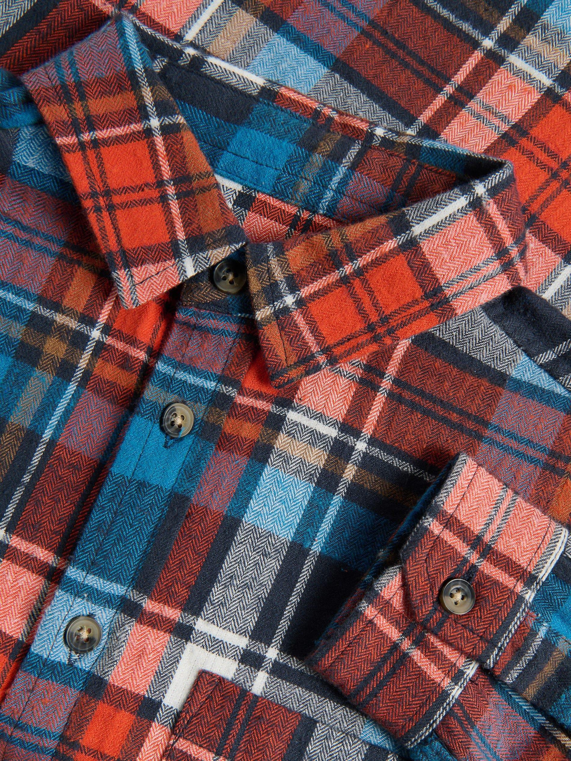 Orange Check Cotton Shirt, Orange, large image number 3