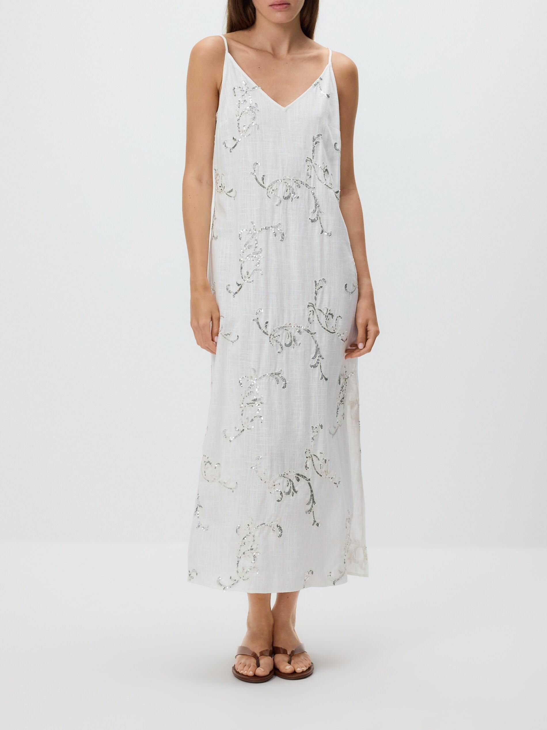 WHITE Sequin dress, White, medium