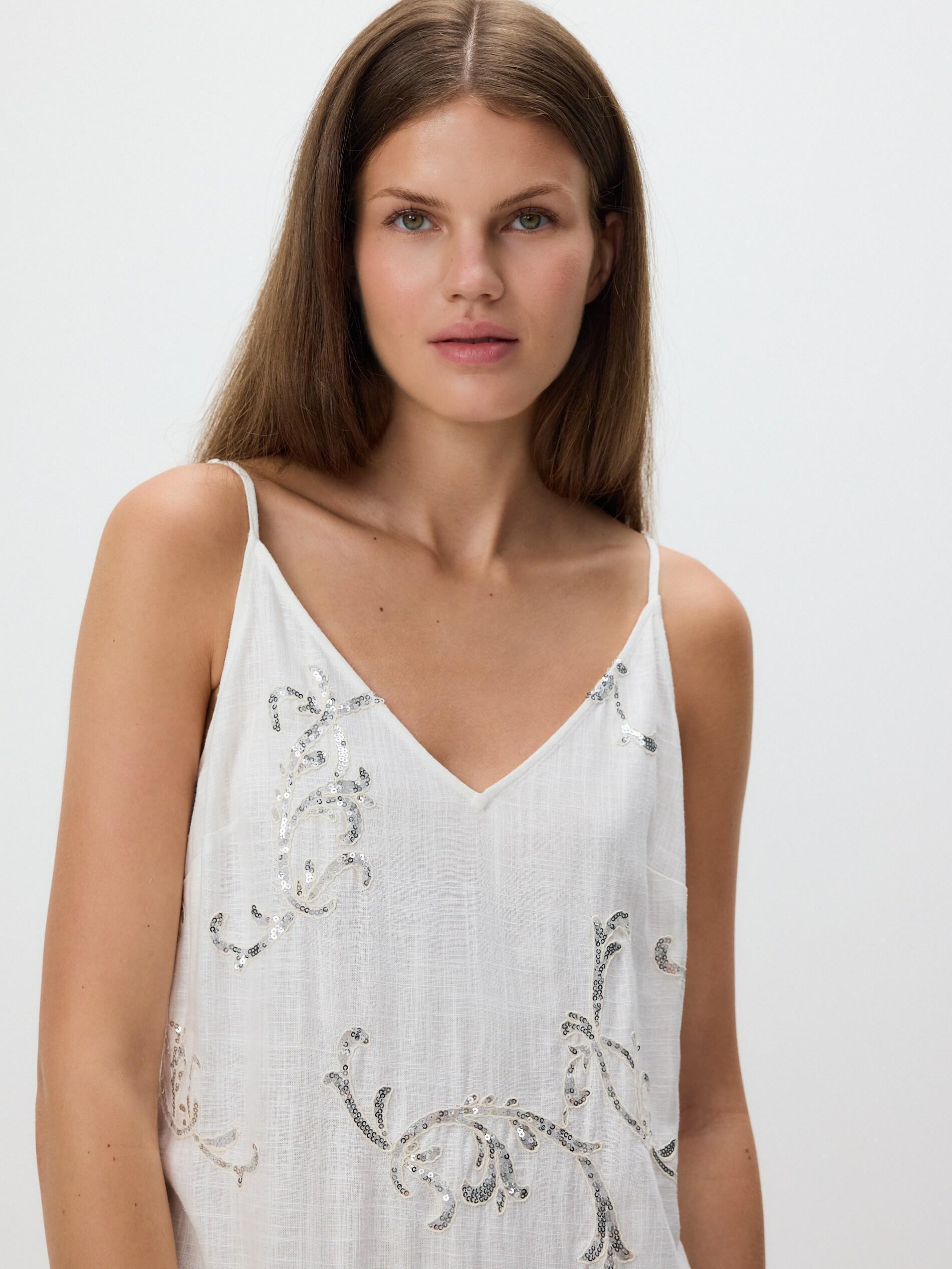 WHITE Sequin dress, White, medium