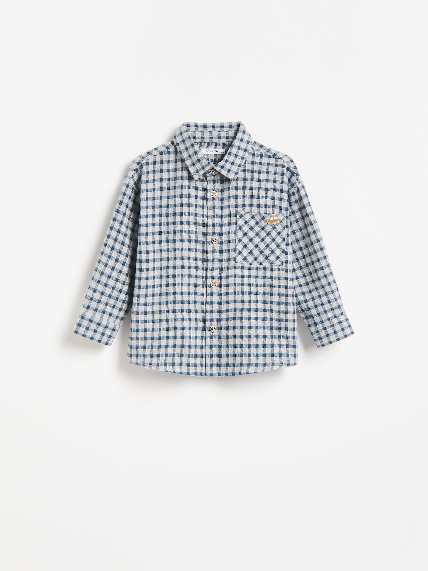 Grey Check Cotton Shirt, Light grey, large image number 1