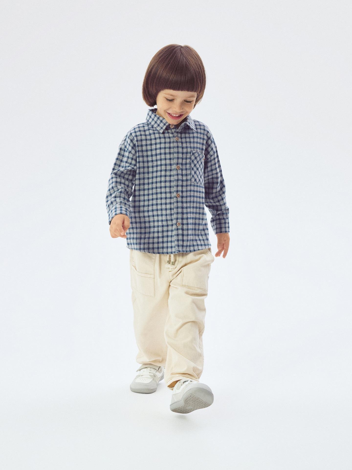 Grey Check Cotton Shirt, Light grey, medium