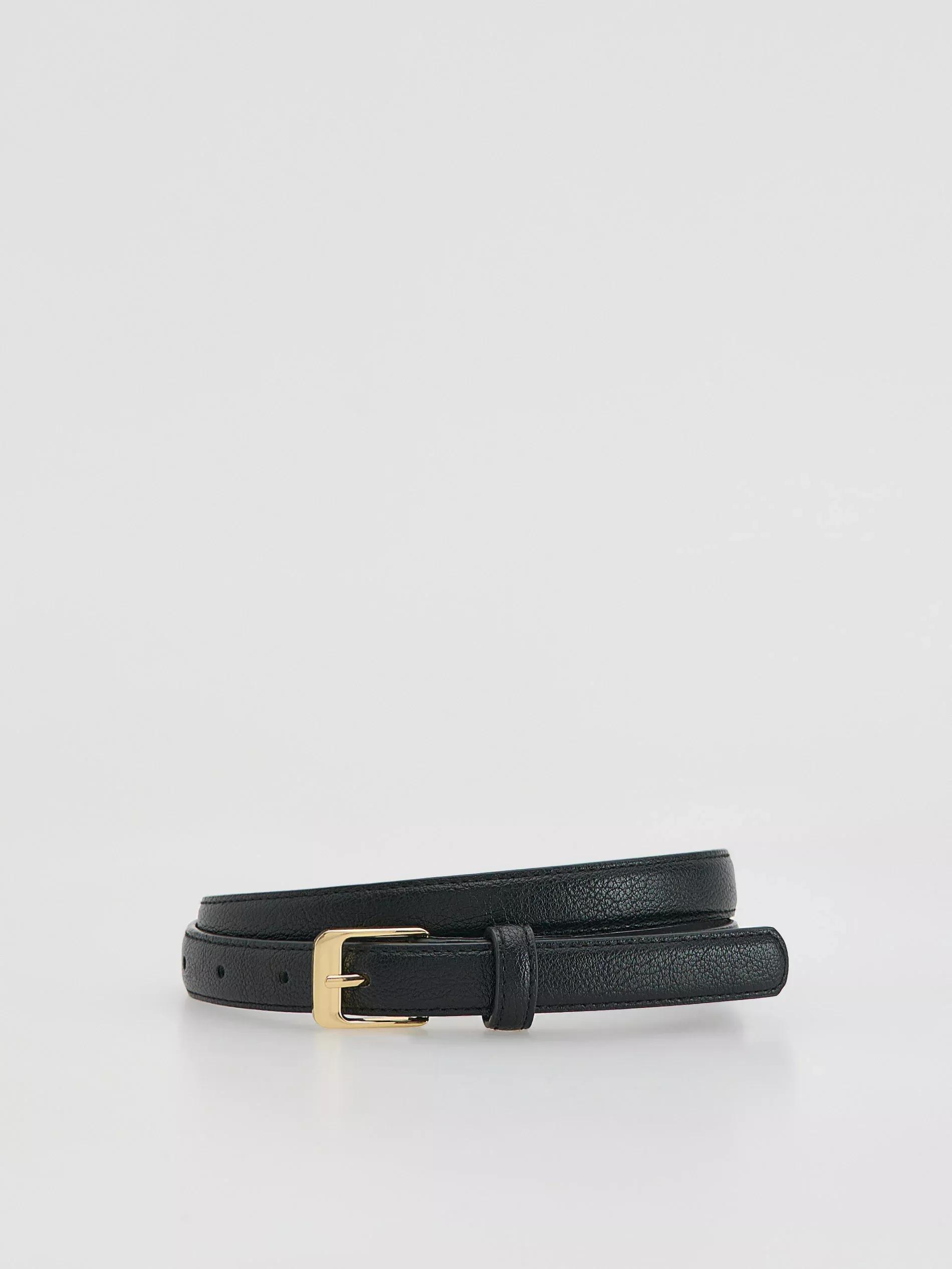 Black Combined Materials Belt, , medium