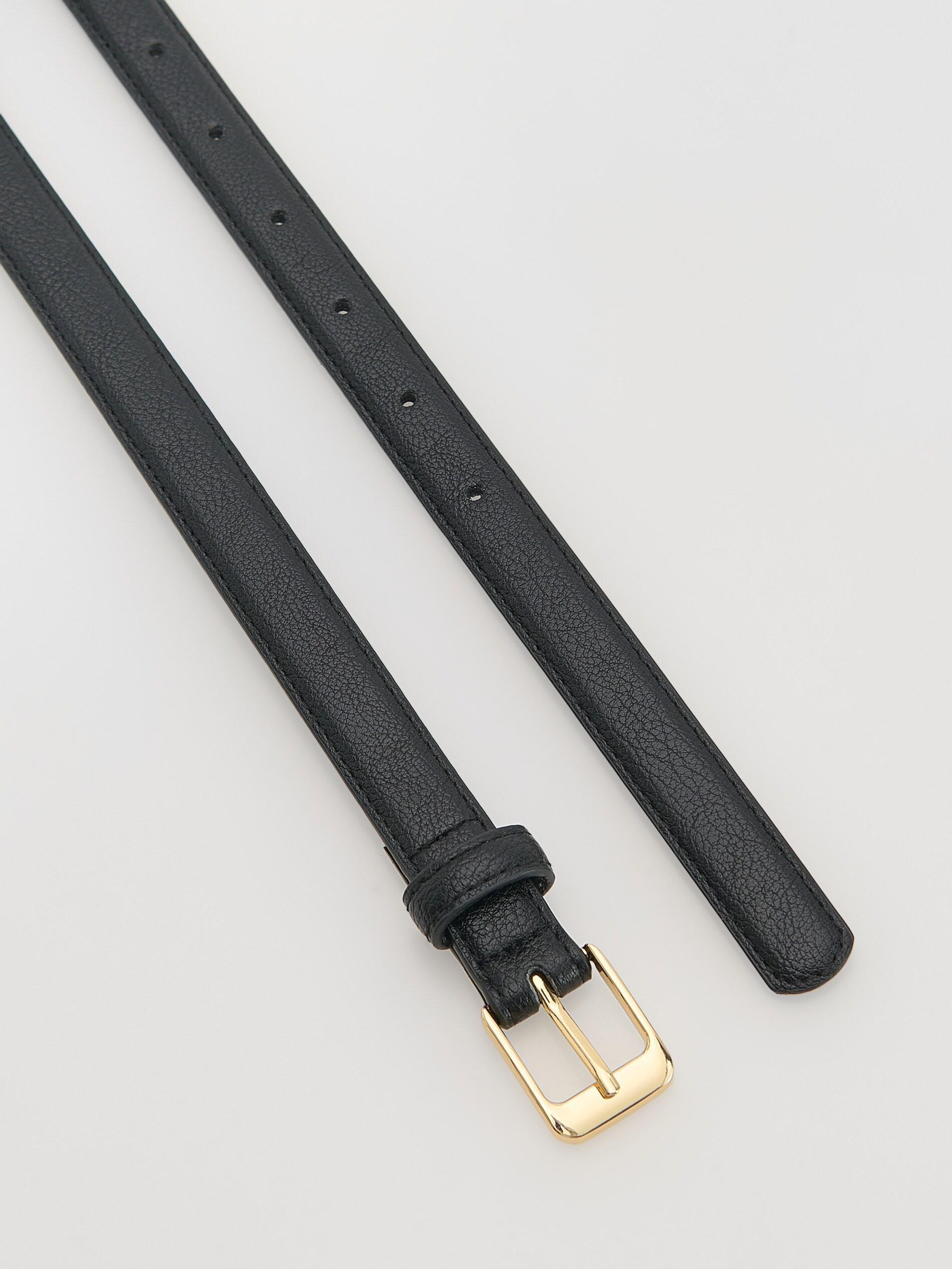 Black Combined Materials Belt, Black, medium