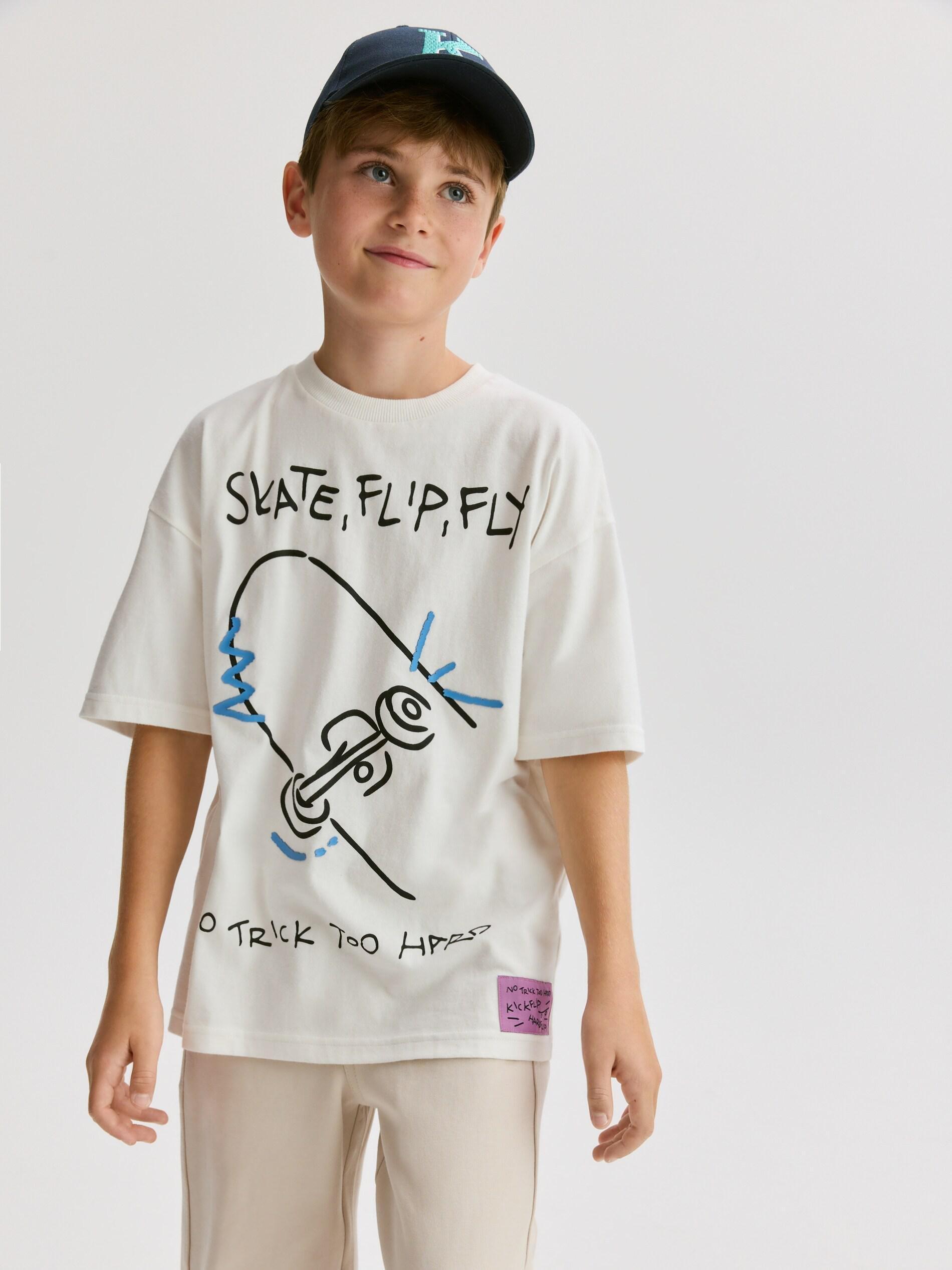 Cream T-Shirt With Print, Ivory, medium