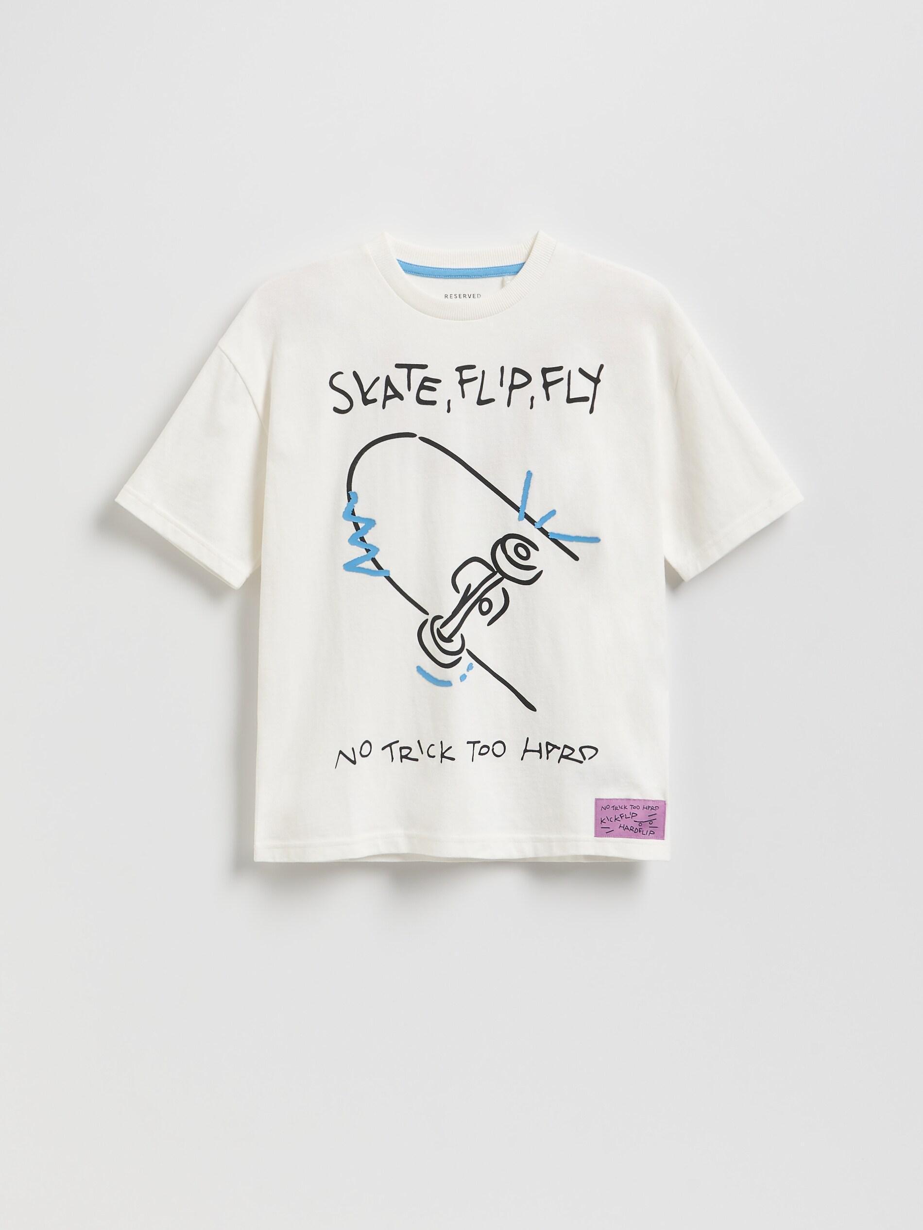 Cream T-Shirt With Print, Ivory, medium