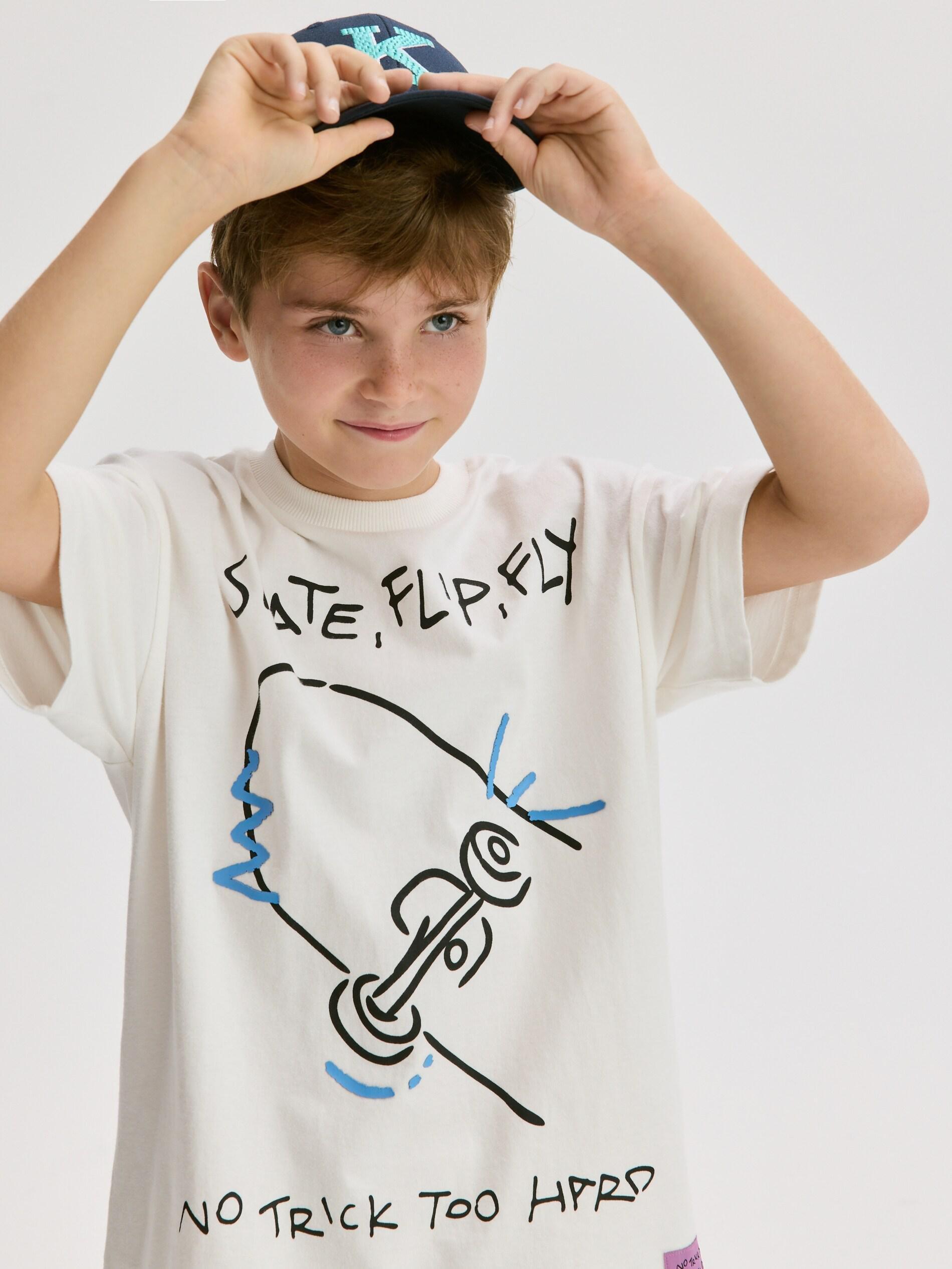 Cream T-Shirt With Print, Ivory, large image number 4