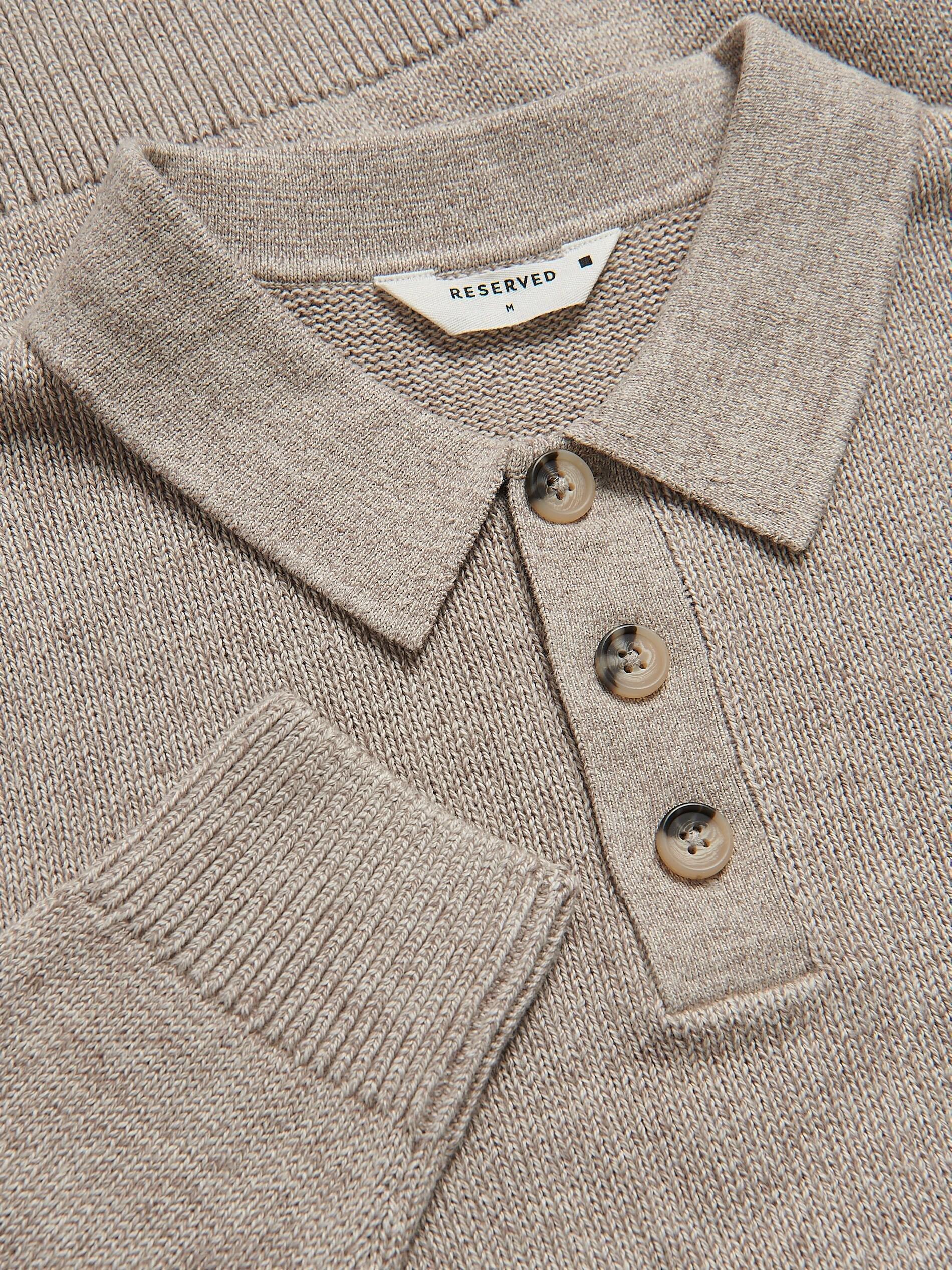 Beige Cotton Rich Polo Jumper, Beige, large image number 5
