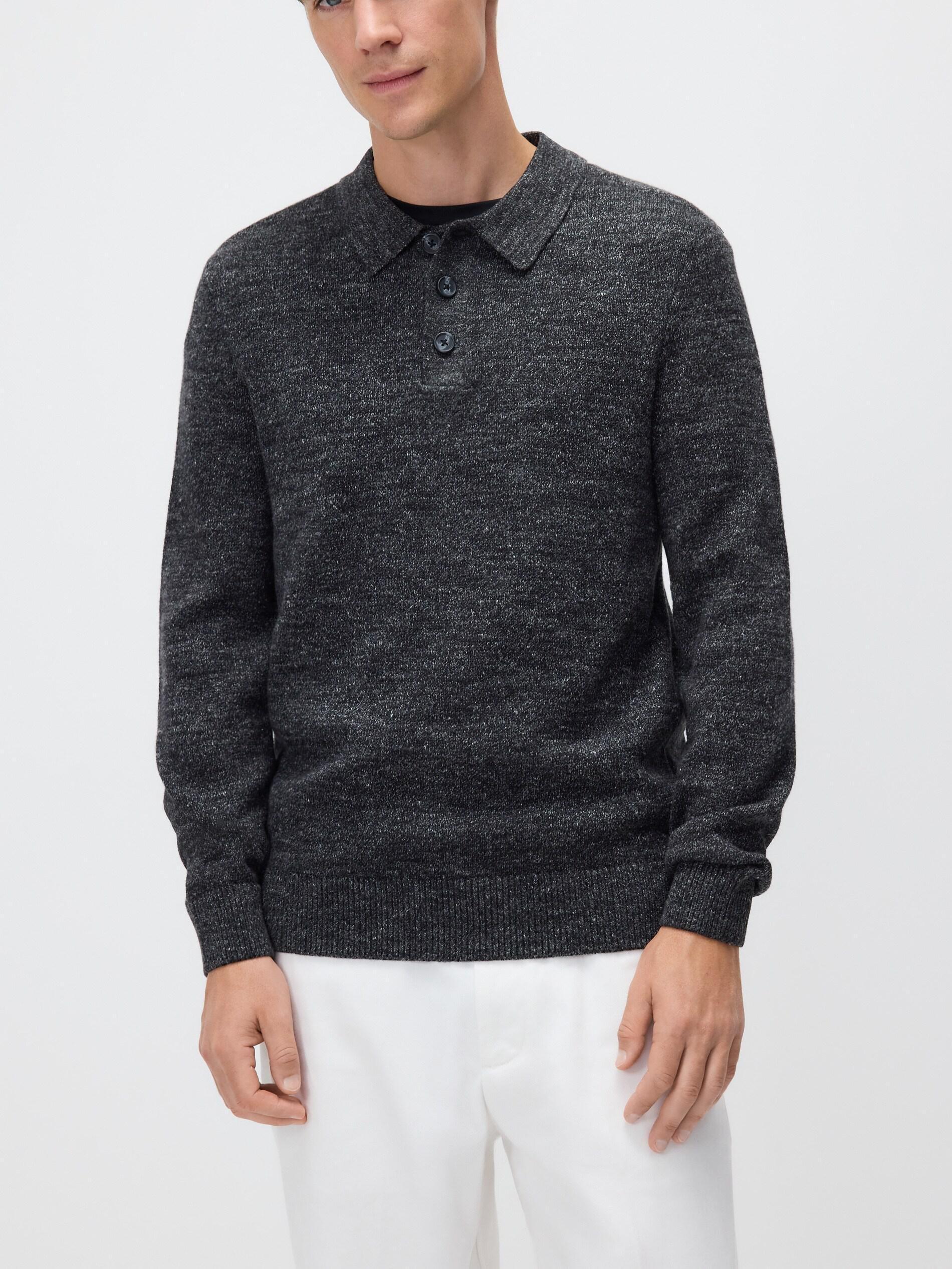 Grey Cotton Rich Polo Jumper, Grey, large image number 1