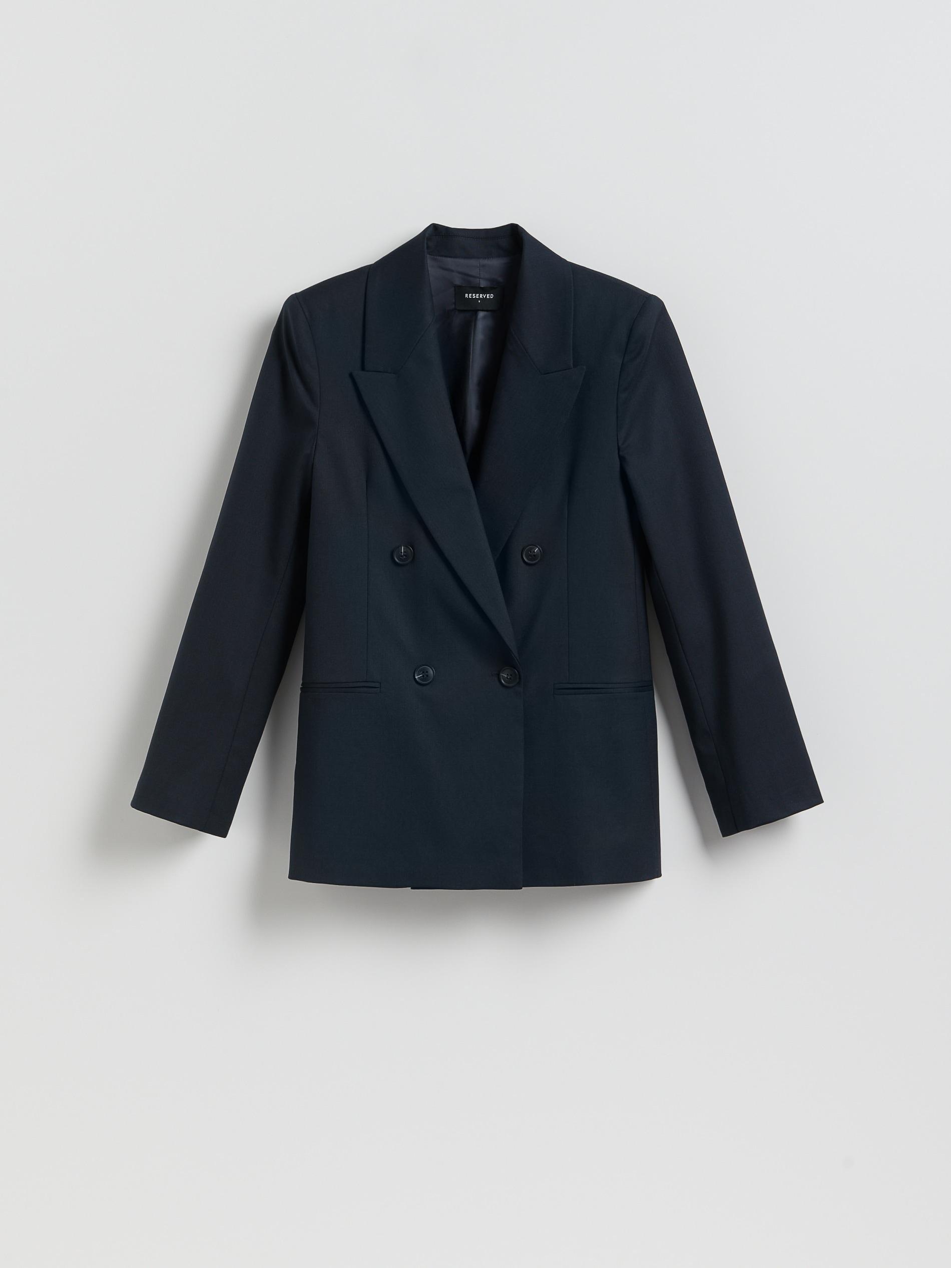 Navy Double-Breasted Blazer With Wool Blend, Navy, large image number 0