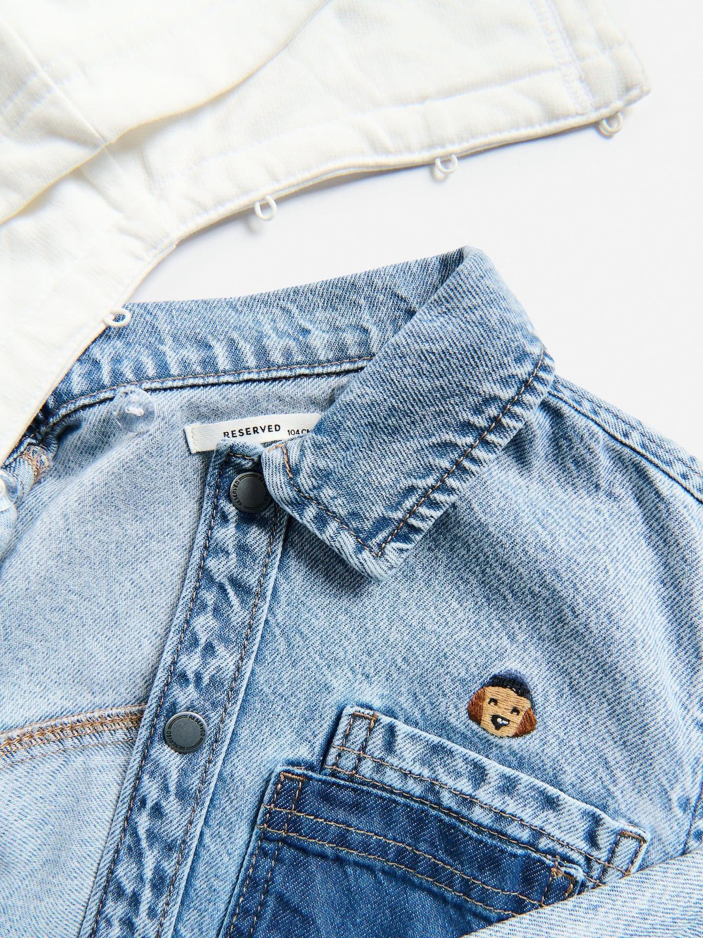 Blue Hooded Denim Shirt, Blue, medium