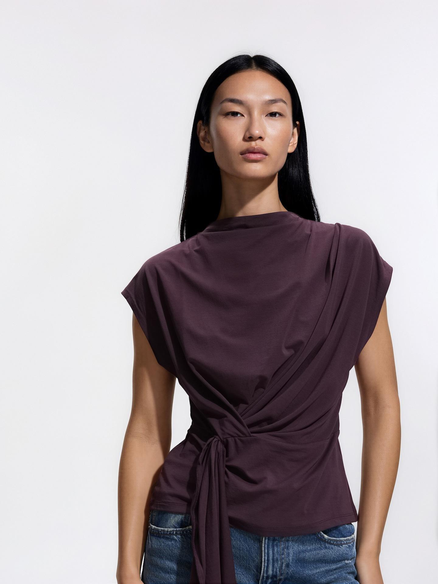 Red Blouse With Modal, Burgundy, large image number 3