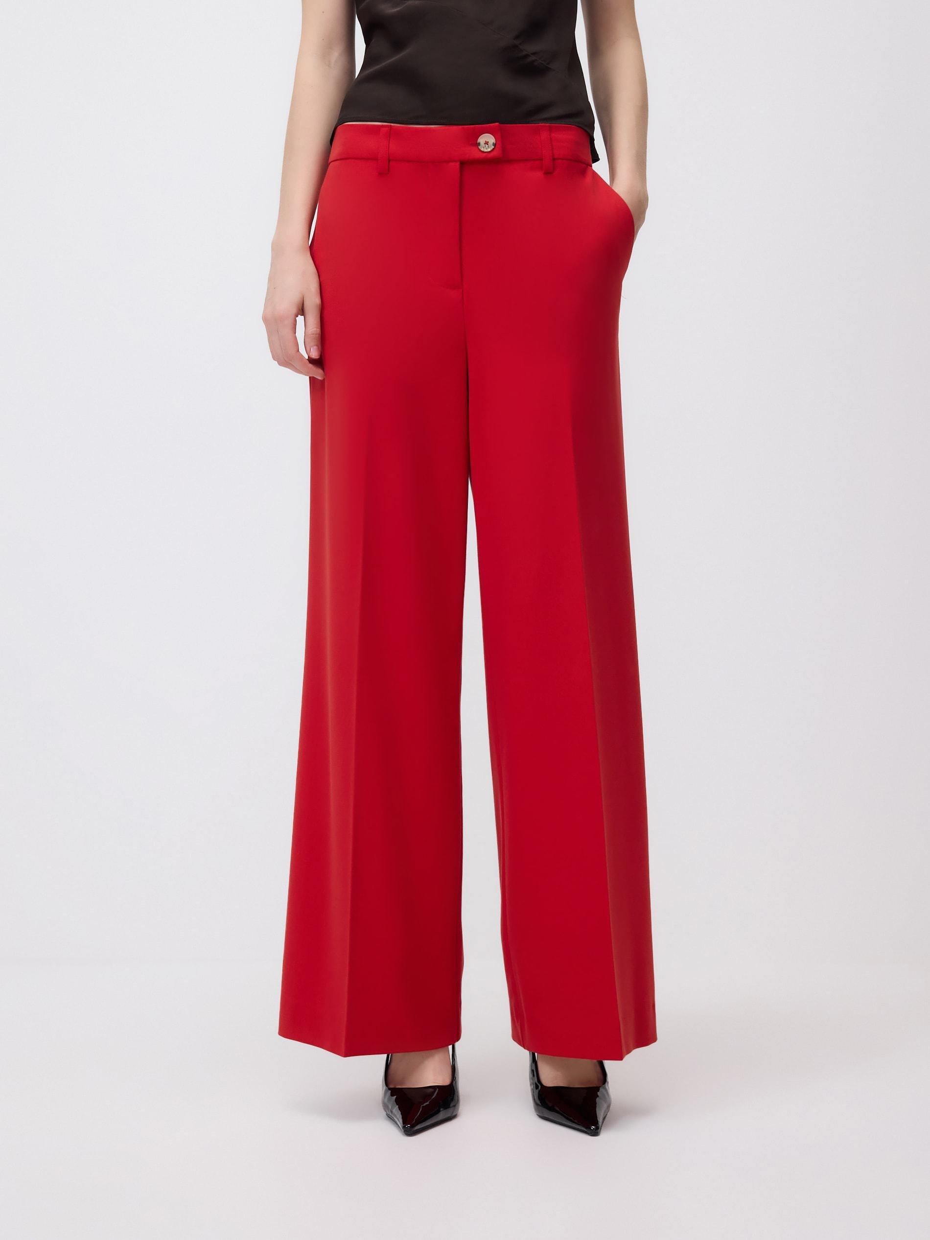 Red Viscose Blend Trousers With Pressed Crease, Red, large image number 1