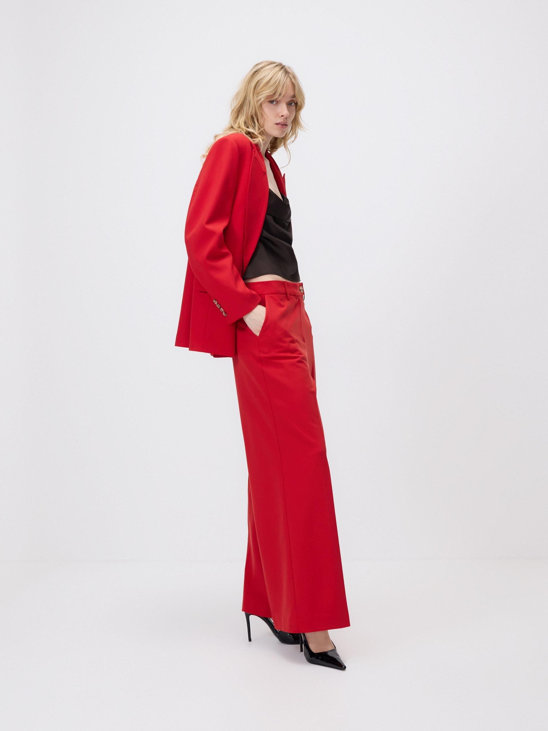 Red Viscose Blend Trousers With Pressed Crease, Red, large image number 4