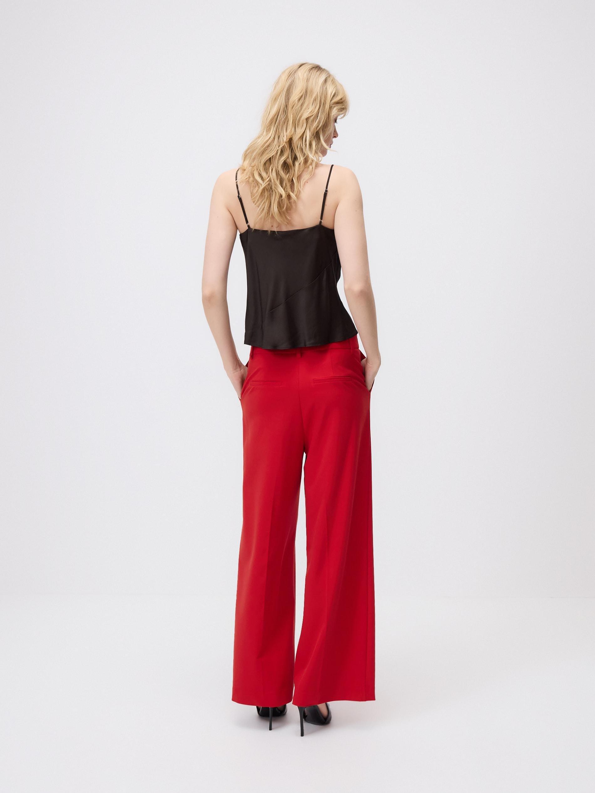 Red Viscose Blend Trousers With Pressed Crease, Red, large image number 5