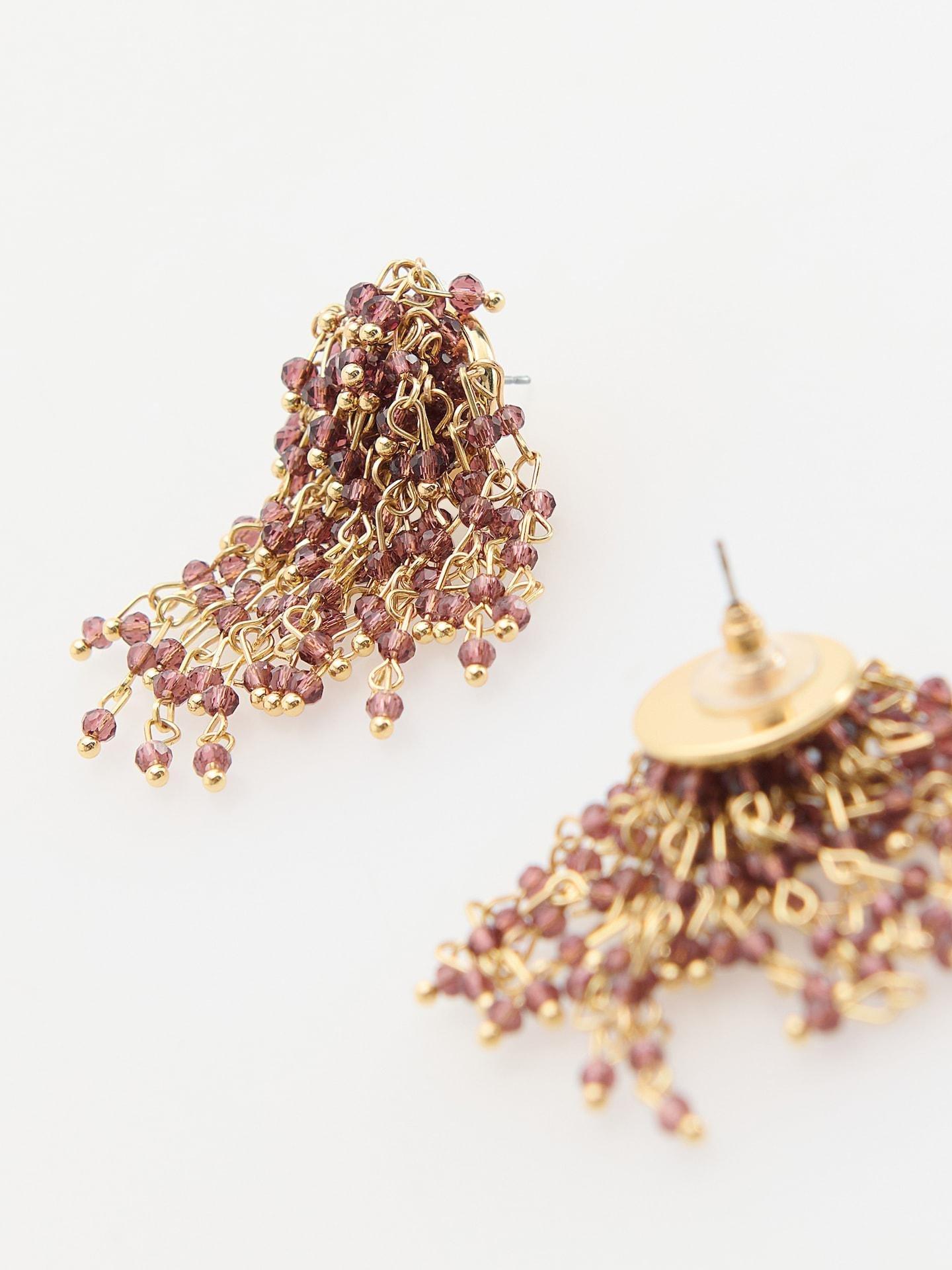 Purple Dangle Earrings With Beads, Purple, large image number 1