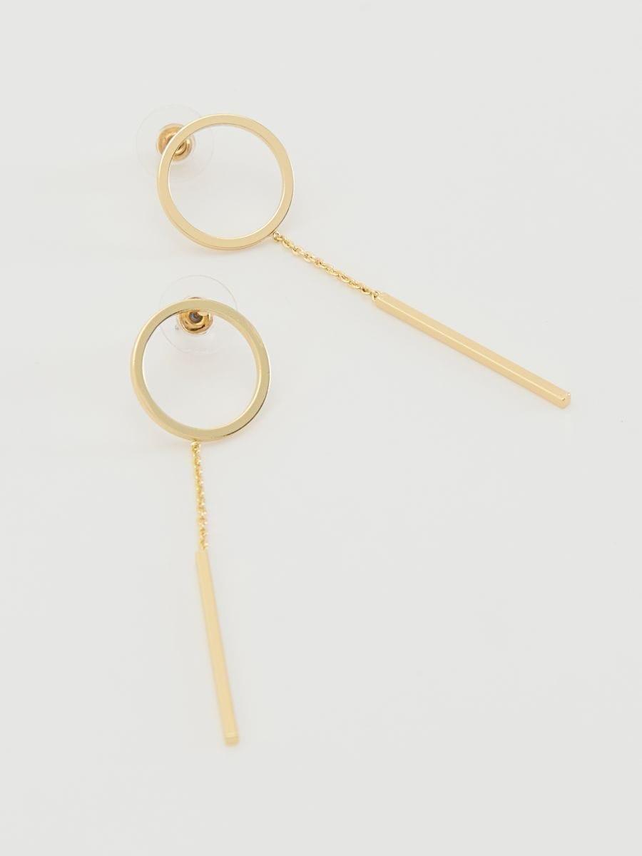 Gold Long Earrings, Golden, large image number 1