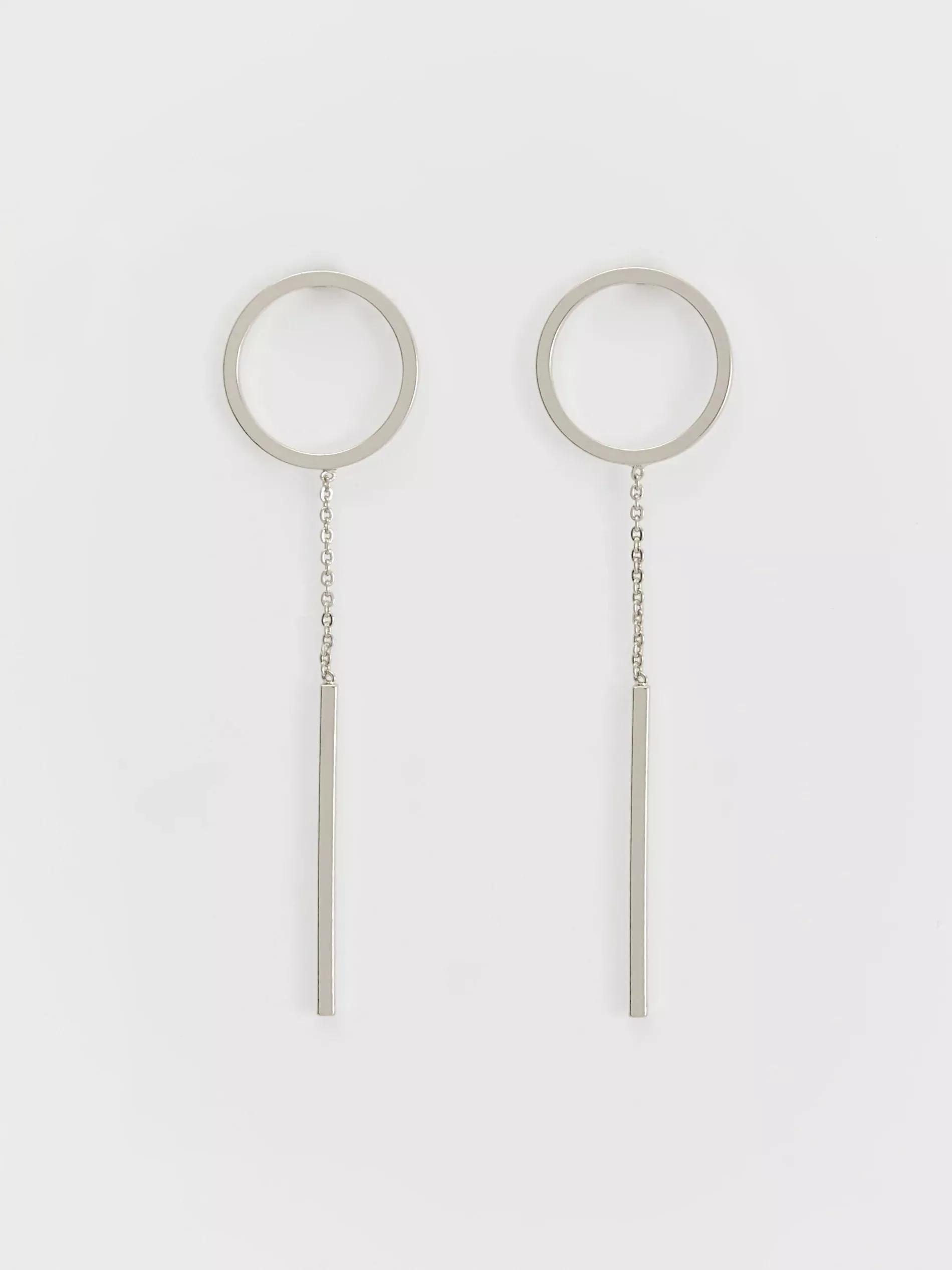Silver Long Earrings, Silver, large image number 1