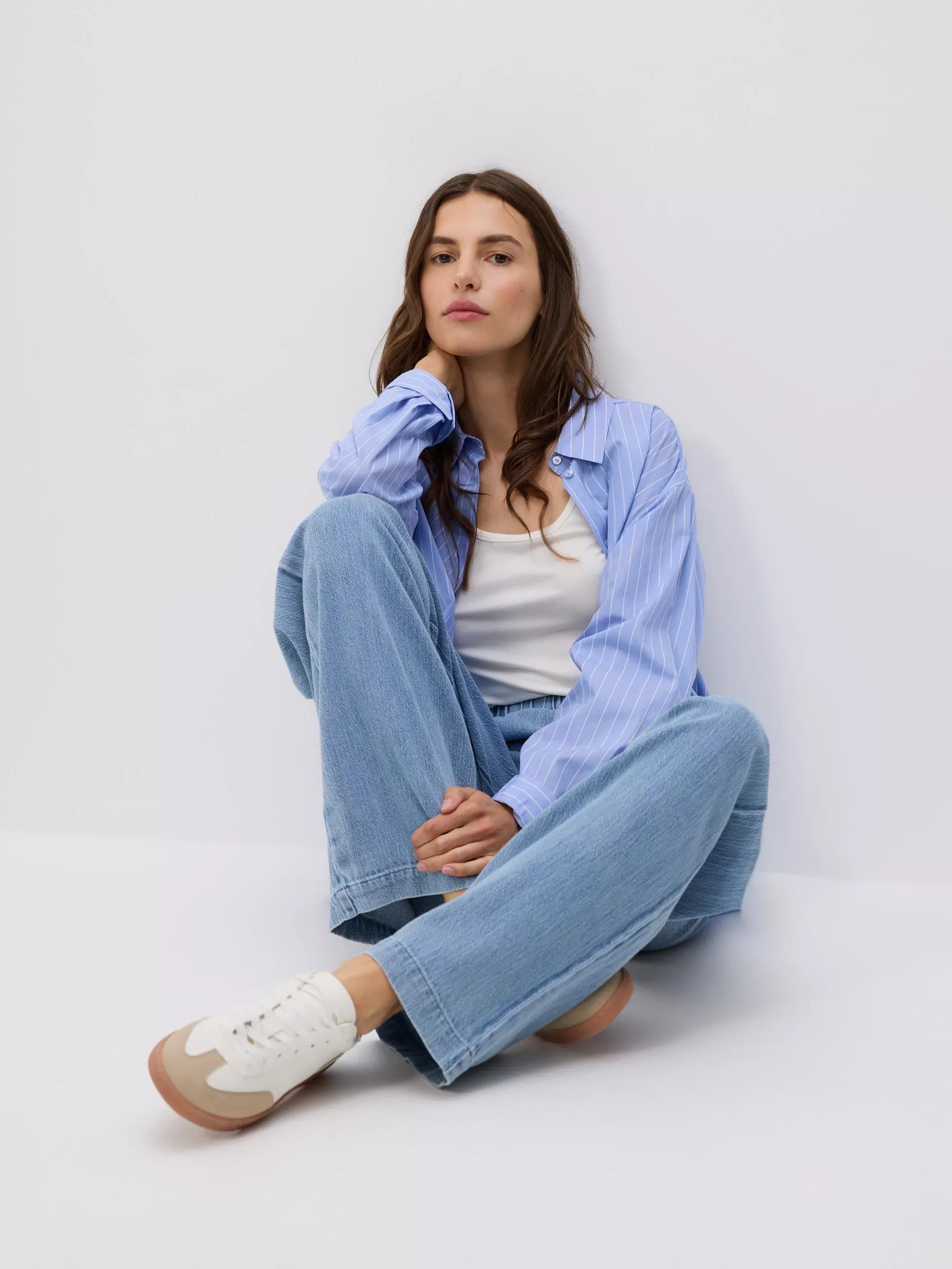 Blue Wide Leg Jeans, Blue, large image number 2