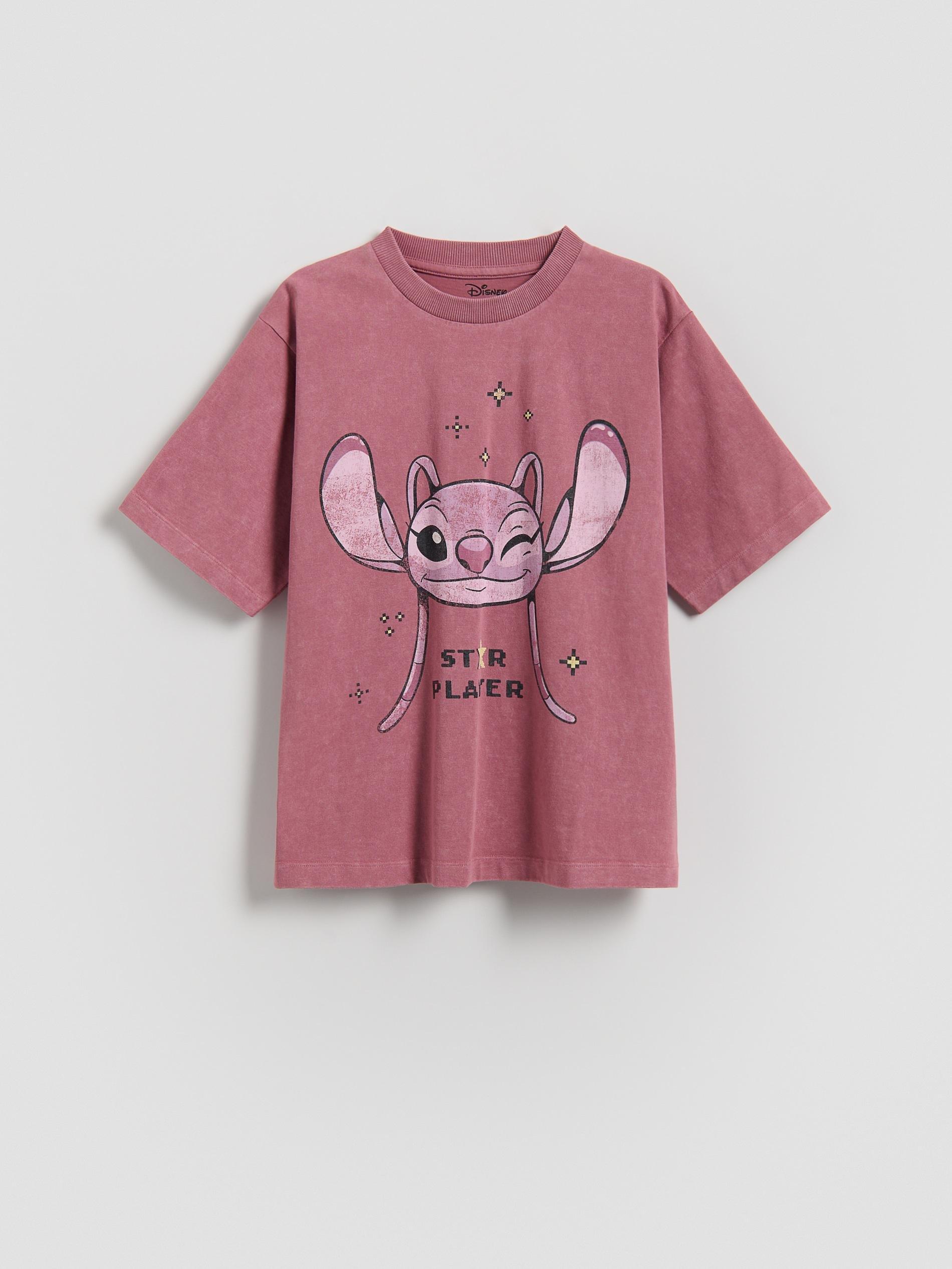 Pink Washed-Effect T-Shirt Lilo And Stitch, Purple, medium