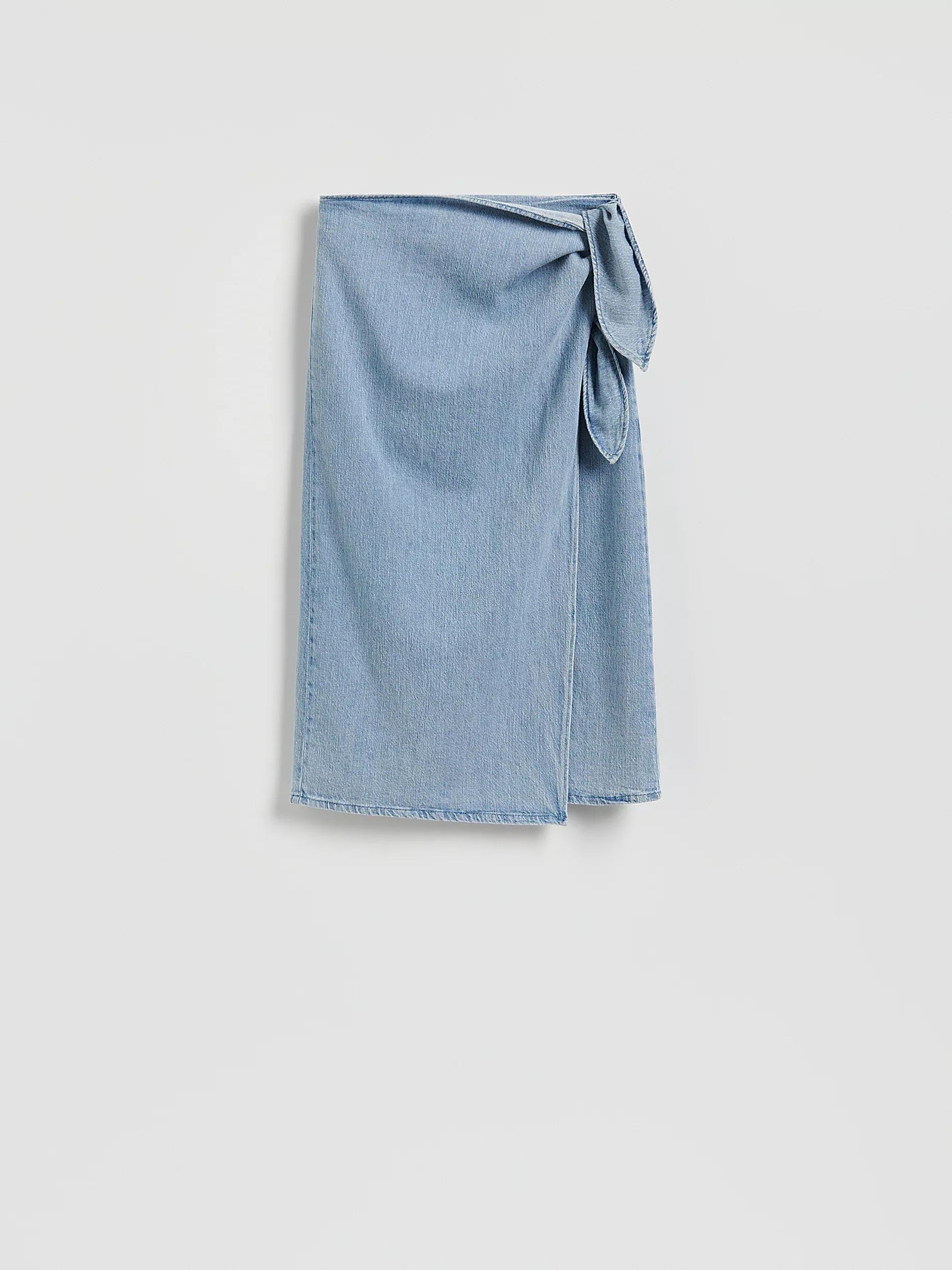 Blue Denim Midi Skirt, , large image number 0