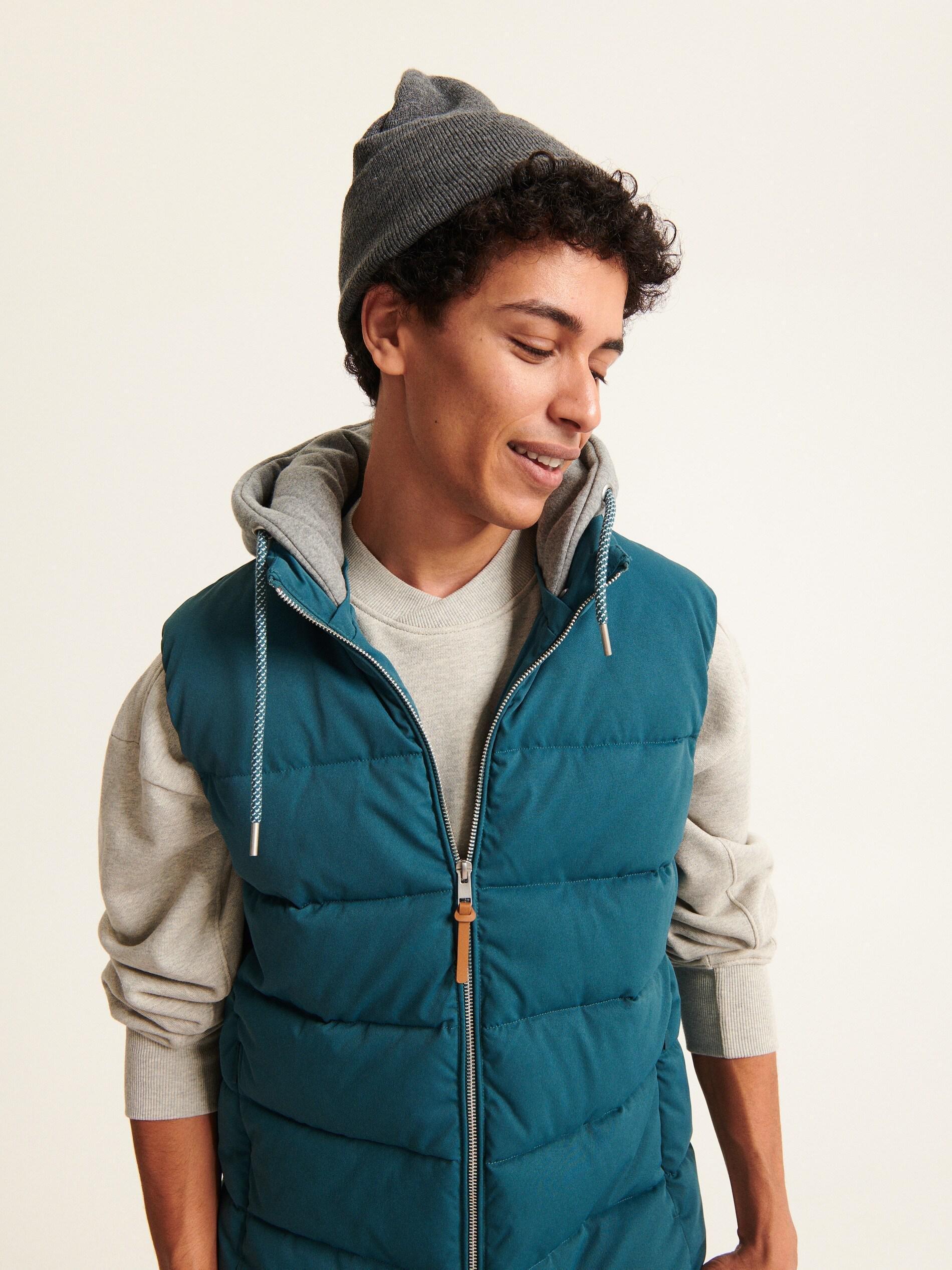 Turquoise Quilted Hood Vest, , large image number 1