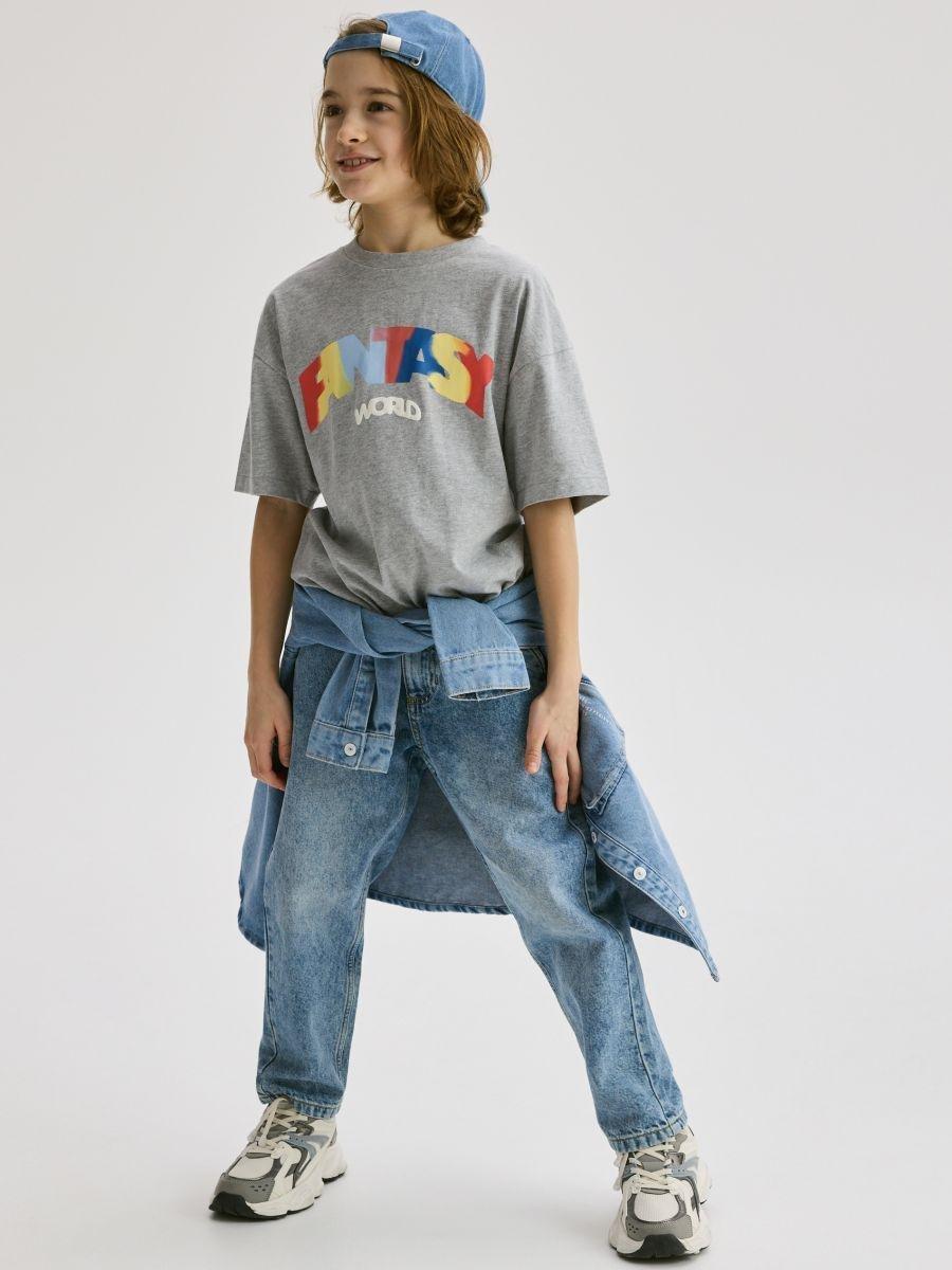 Grey Oversized T-Shirt With High Cotton Content, , large image number 0