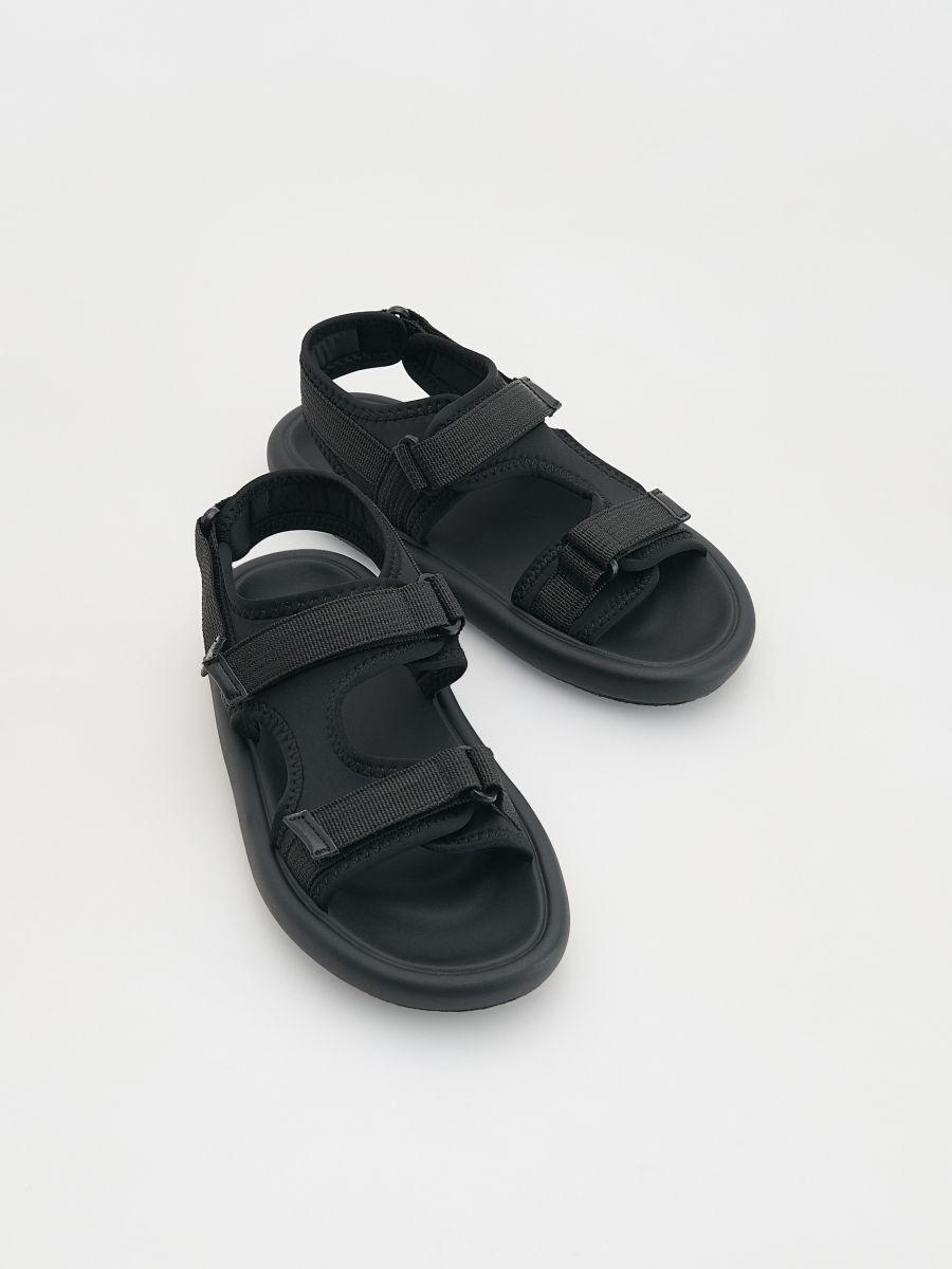 Black Sandals With Velcro Fastening, , large image number 1