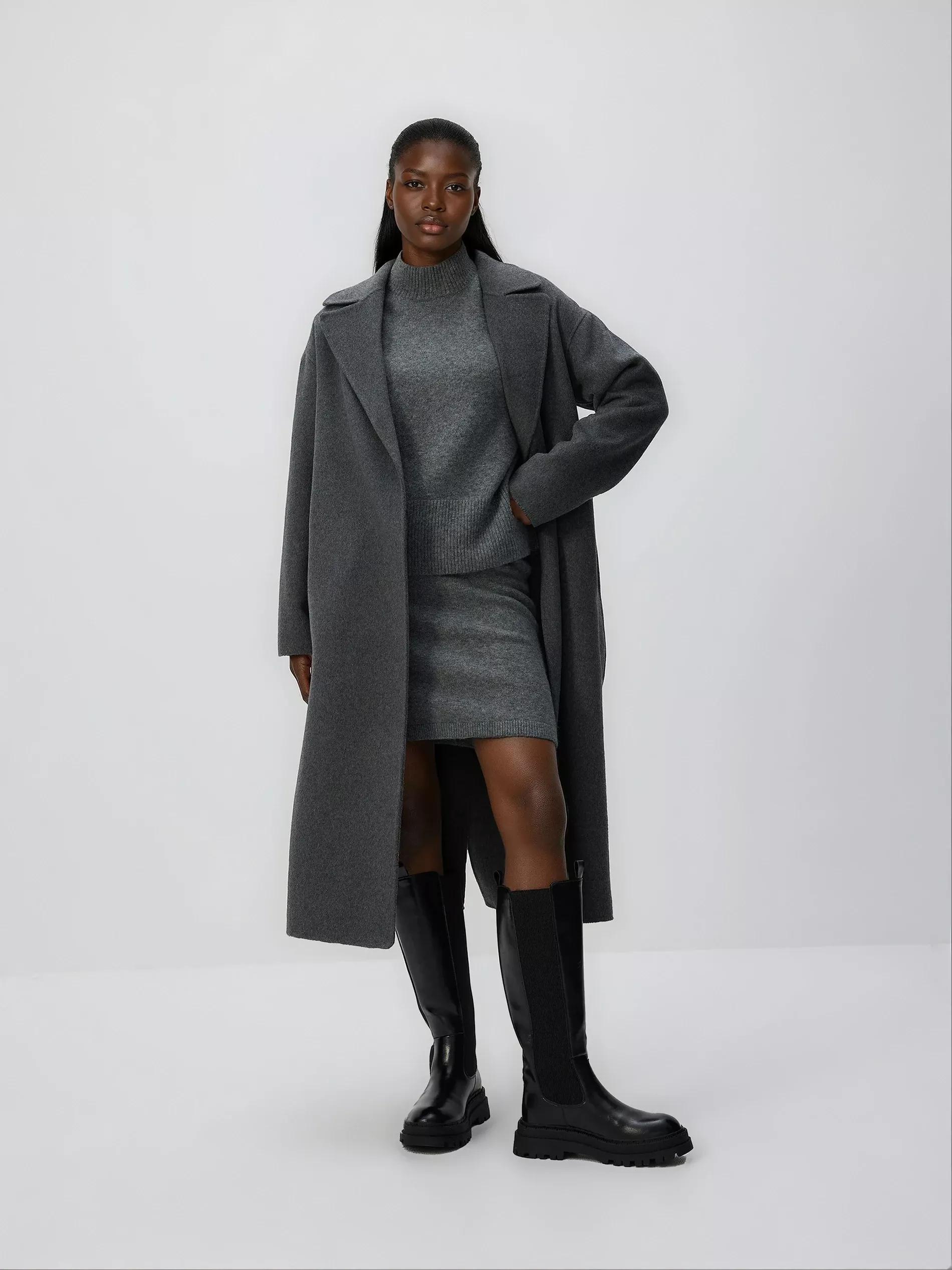 Grey High Neck Jumper, Grey, large image number 1