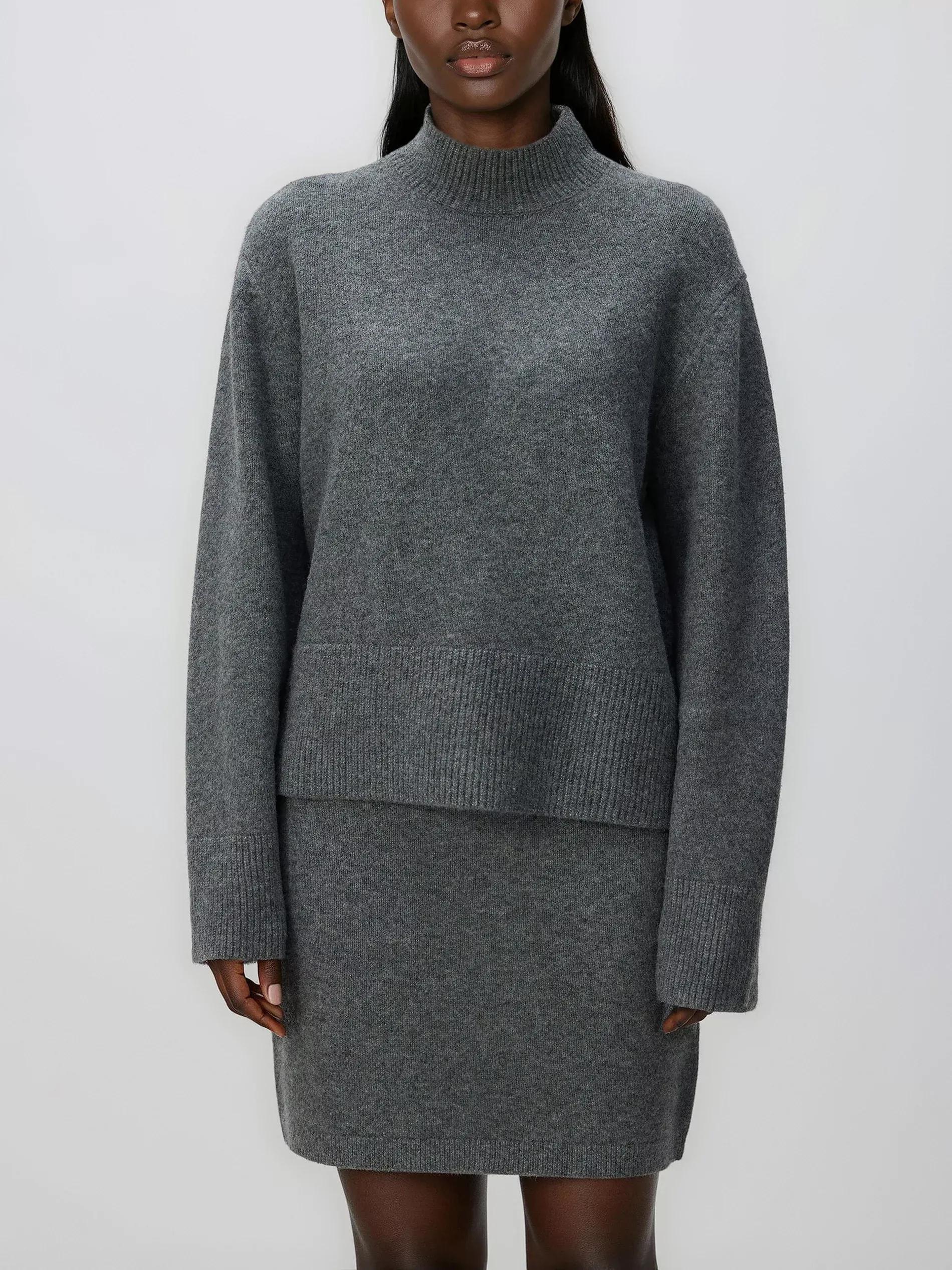 Grey High Neck Jumper, Grey, large image number 2