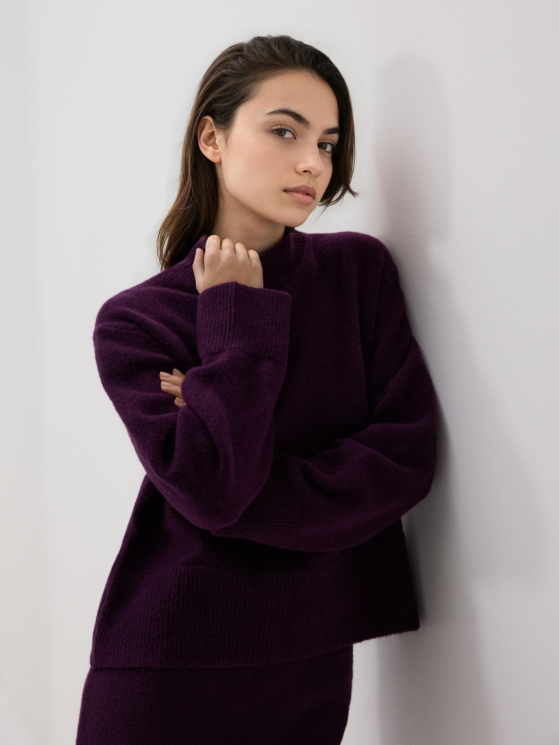 Brown High Neck Jumper, Burgundy, large image number 0