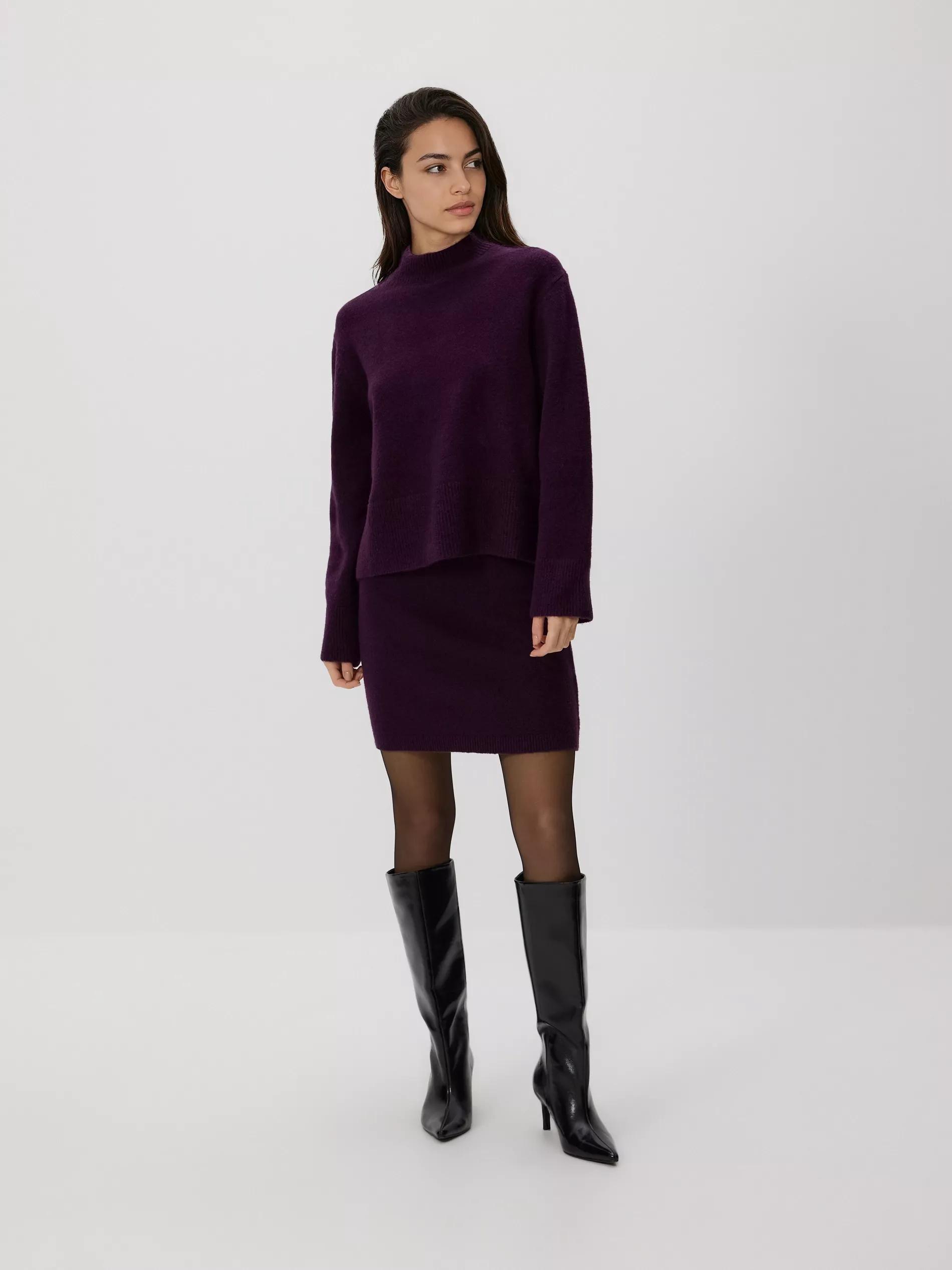 Brown High Neck Jumper, Burgundy, large image number 3