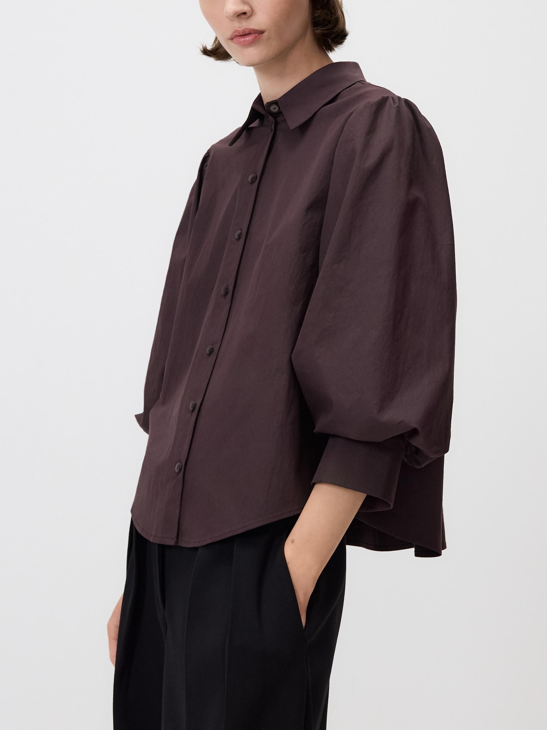 BROWN Shirt with puffy sleeves, Brown, medium