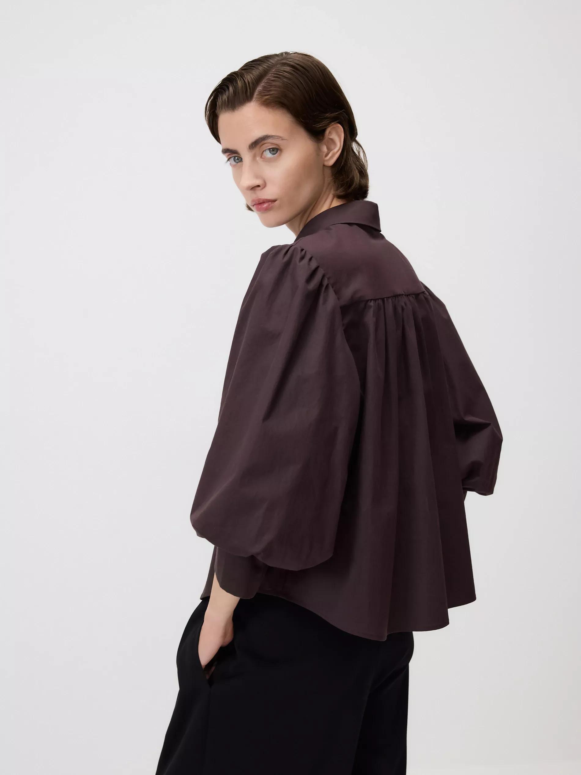 Brown Shirt With Puffy Sleeves, , large image number 3