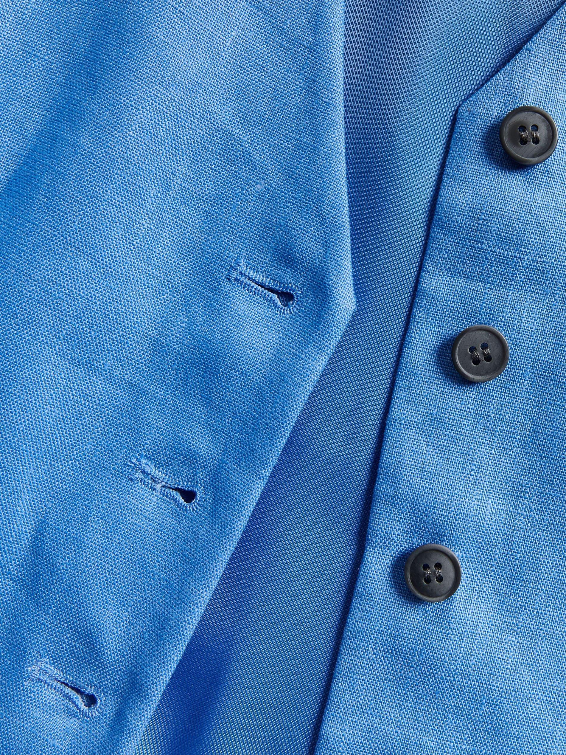 Blue Linen Suit Vest, Blue, large image number 5