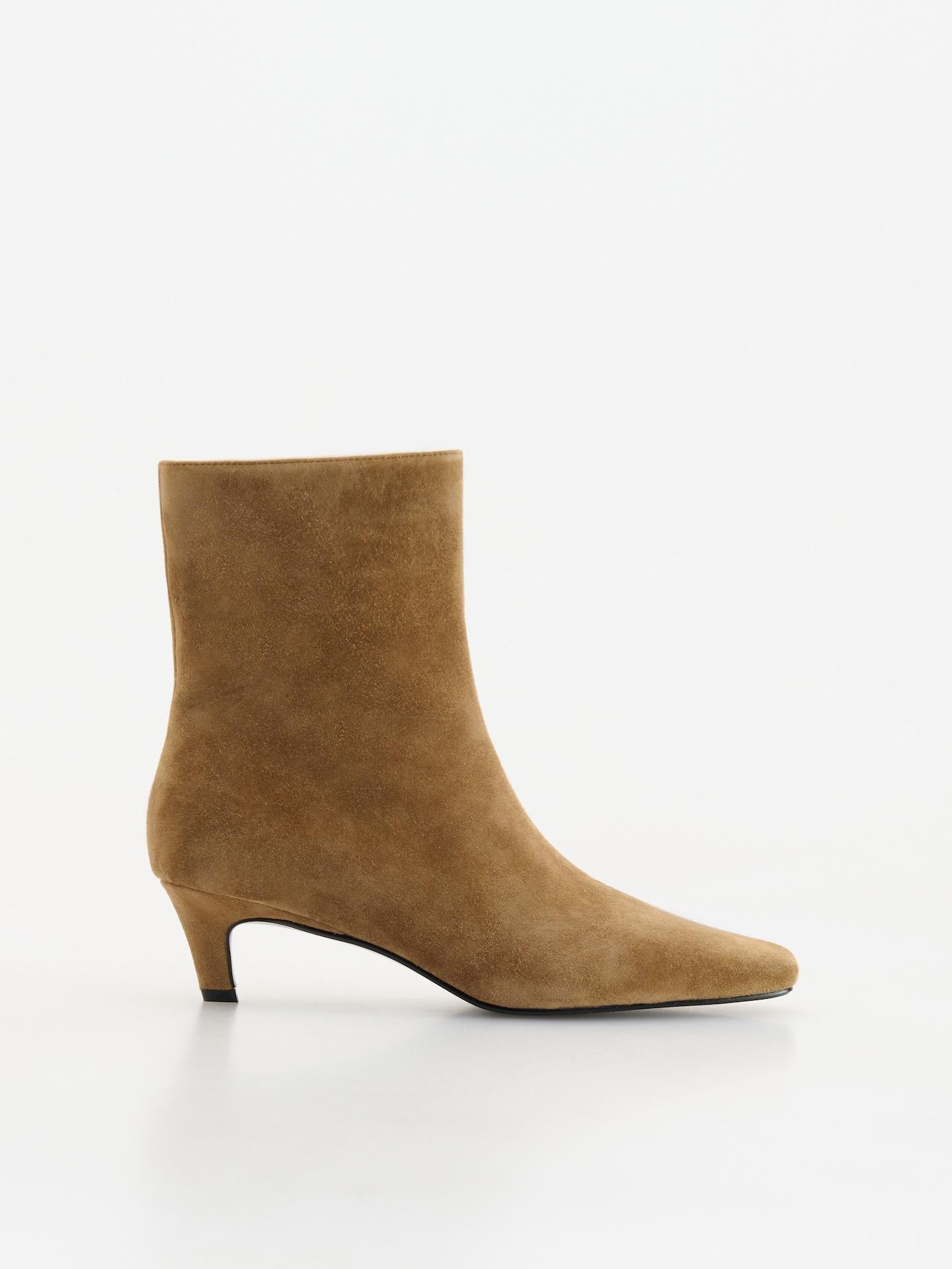 Beige Sheep Skin Ankle Boots, Beige, medium