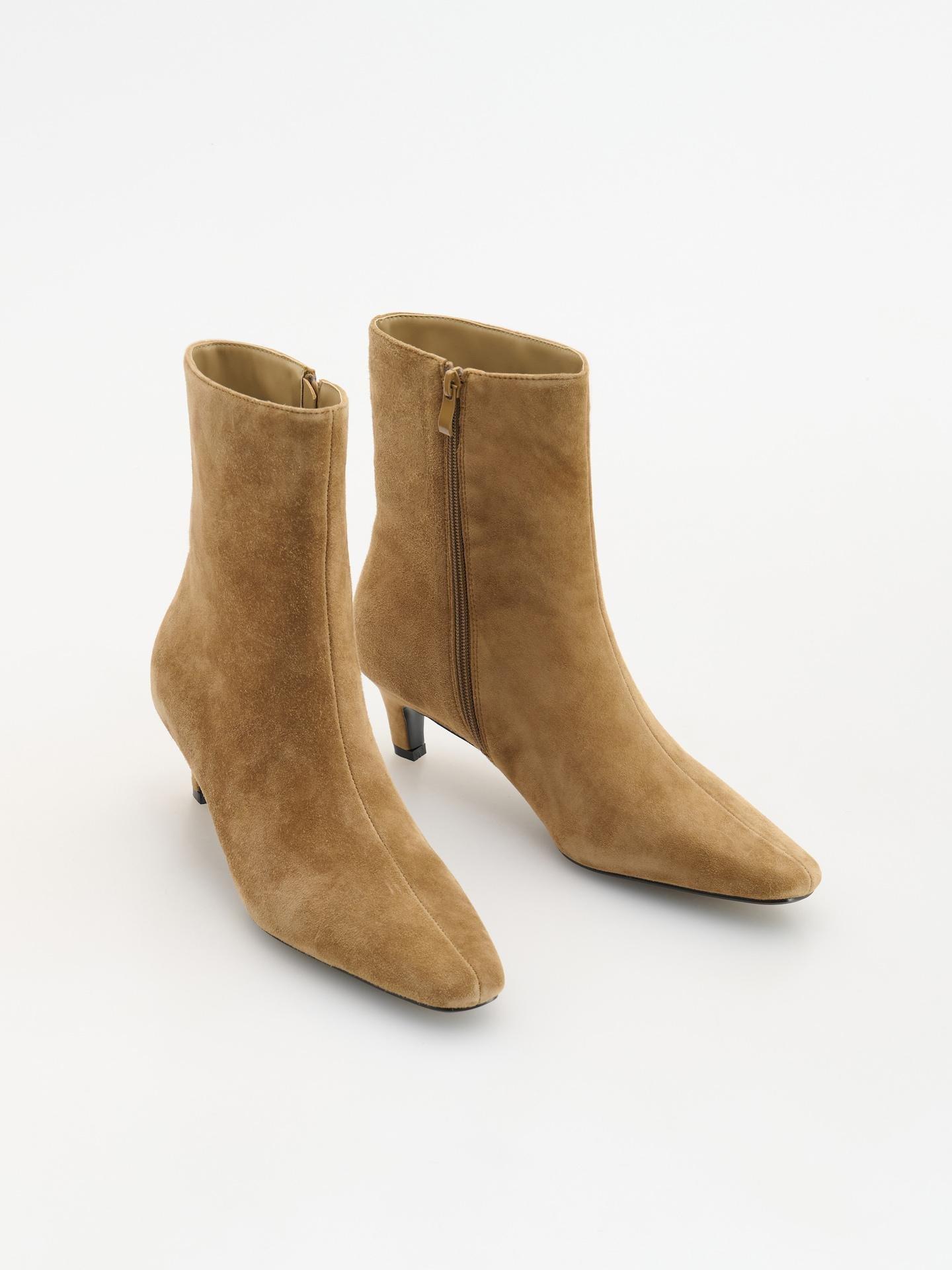 Beige Sheep Skin Ankle Boots, Beige, medium