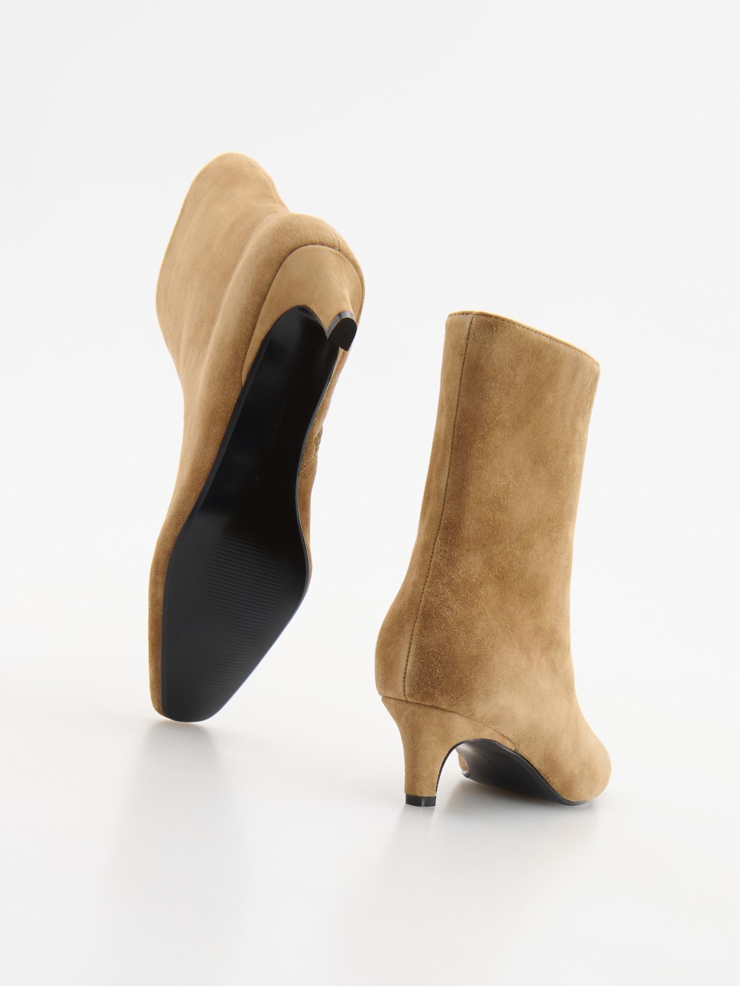 Beige Sheep Skin Ankle Boots, Beige, medium