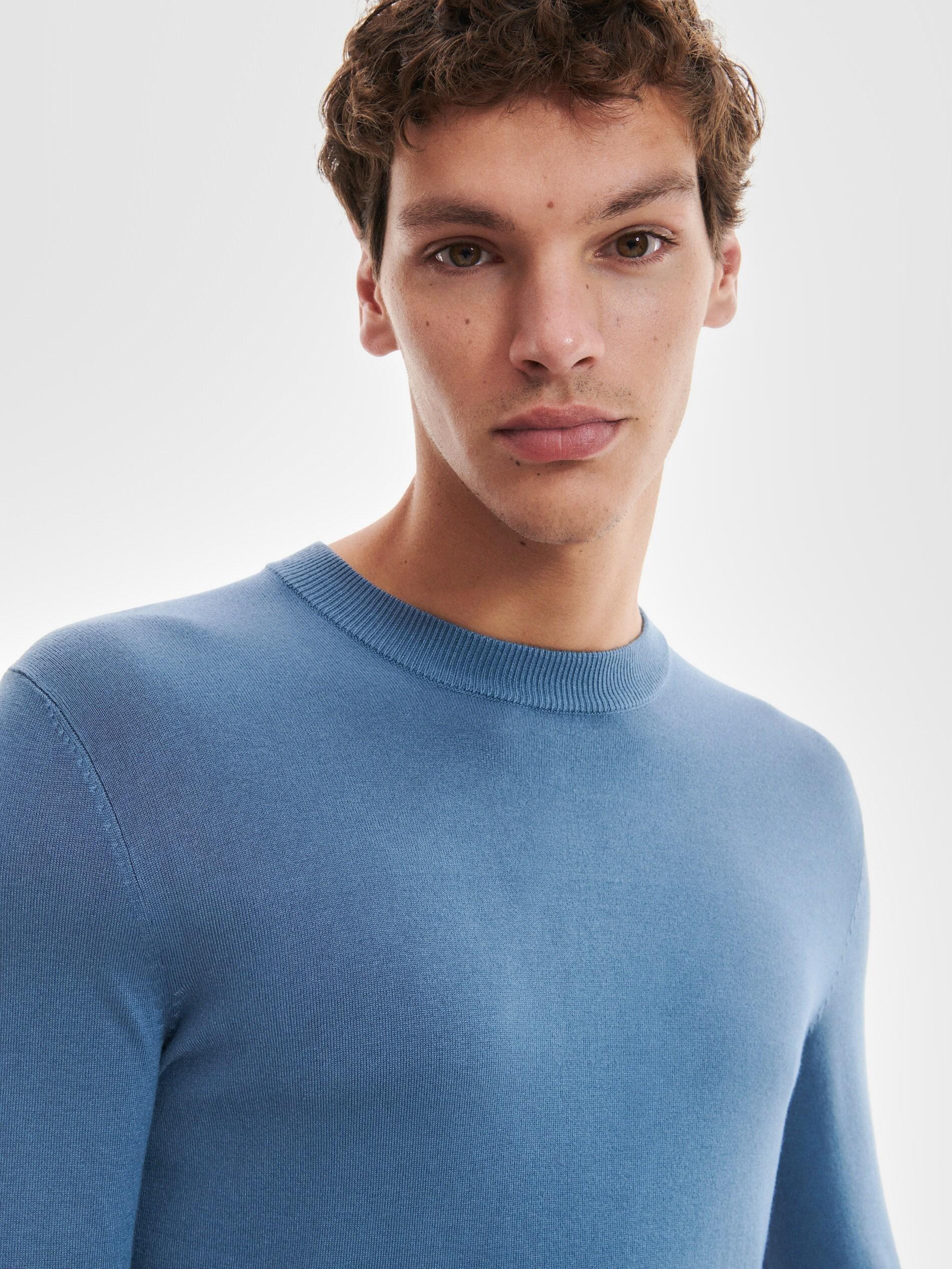 Blue Round Neck Jumper, , large image number 0