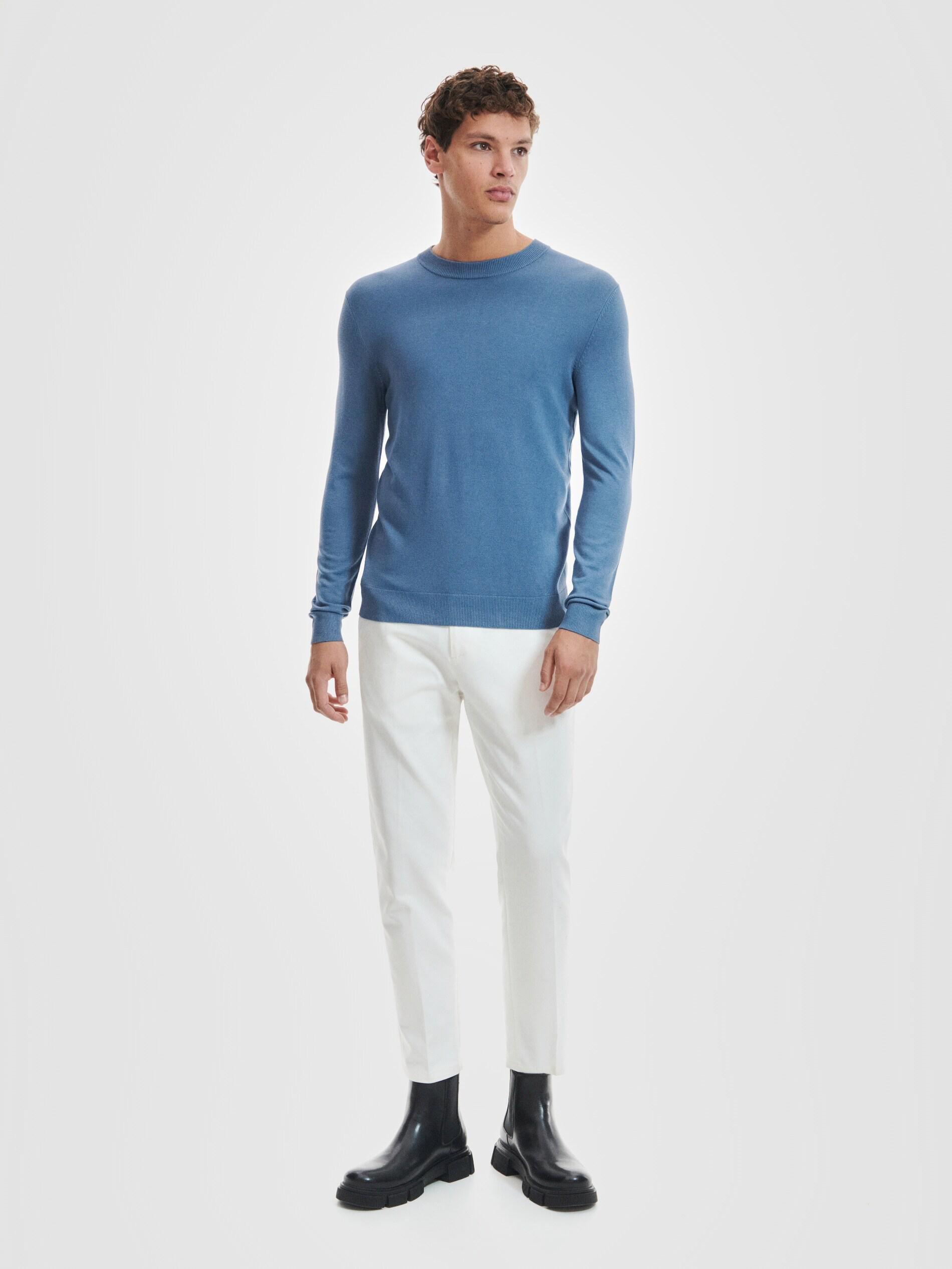 Blue Round Neck Jumper, , large image number 1