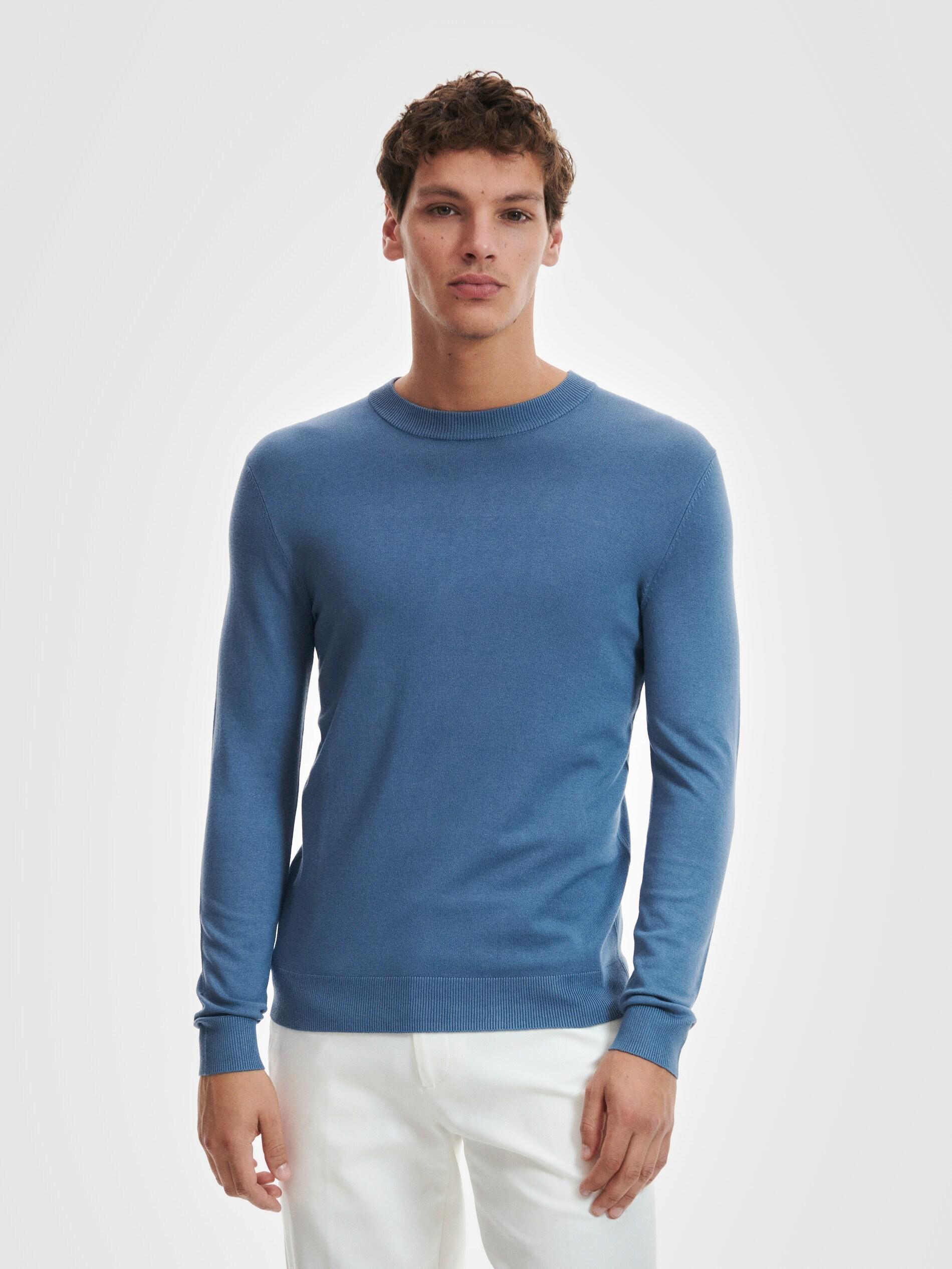 Blue Round Neck Jumper, , large image number 2