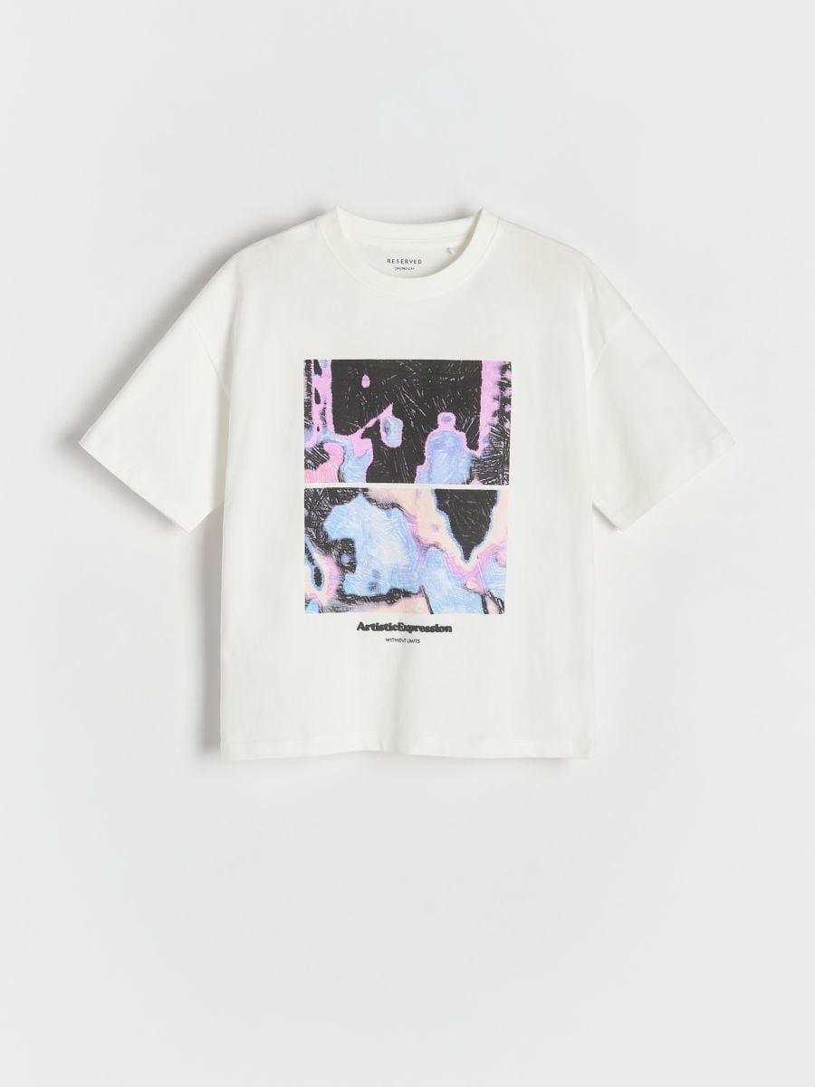 Cream Oversized T-Shirt With Print, , large image number 0